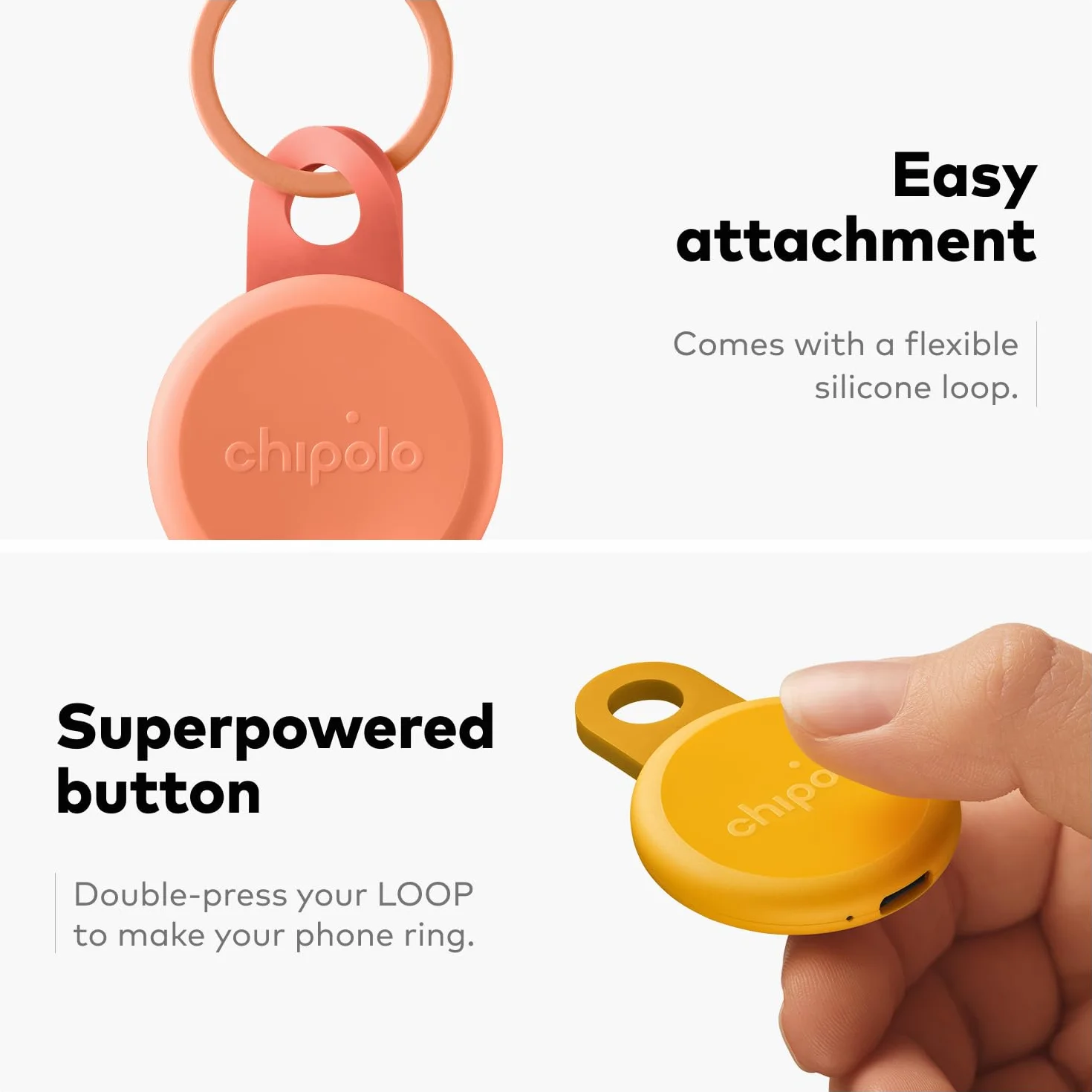 Chipolo LOOP - Ładowalny tracker Bluetooth do lokalizacji kluczy i kieszeni | lokalizator przedmiotów do kluczy, kompatybilny z Apple Find My lub Find Hub (4-Pak)