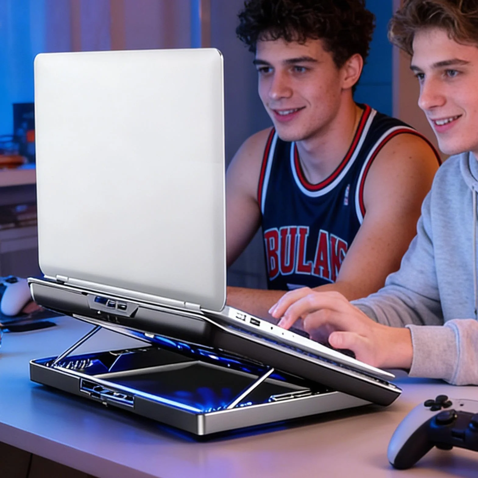 Podkładka Z Wentylatorem Do Laptopa Regulowana Cicha Baza Do Chłodzenia | Podkładka Chłodząca Do Komputera Ze Stopu Aluminium do Biurka, Klawiatury, Tabletu, Domu, Miejsca Pracy, Akademika i