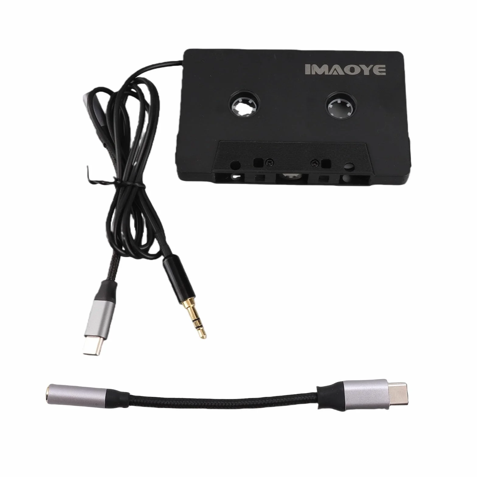 CCYLEZ Adapter do Kasety Samochodowej, Adapter Typu C do Taśmy Aux Samochodowego Zestawu Stereo, Kasety 3,5 Mm USB C Kabel w Nylonowym Oplocie, Pozłacane Złącze