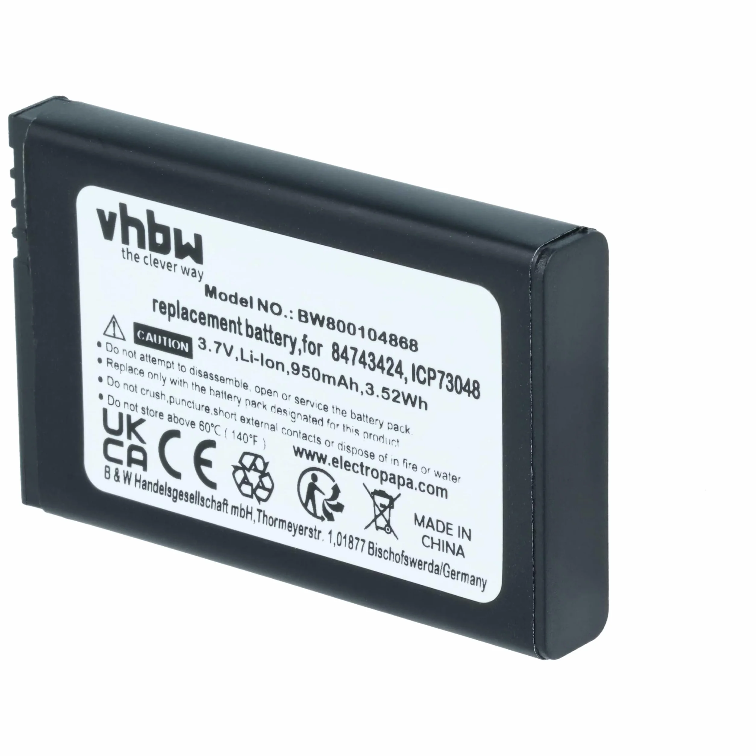 vhbw 5 x bateria kompatybilna z słuchawką Tunstall 7202 Dect, słuchawką 7202P Dect, 7212 Dect, bezprzewodowym telefonem stacjonarnym (950 mAh, 3,7 V, litowo-jonowy)