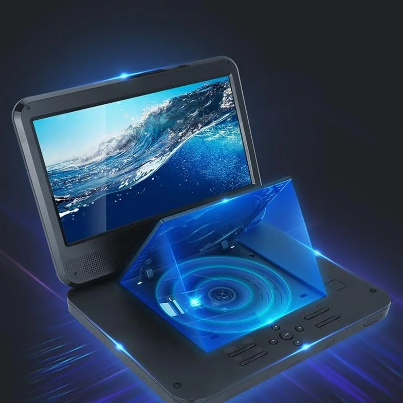 Odtwarzacz DVD, Składany, obrotowy, przenośny odtwarzacz HD Blu-Ray DVD Przenośny multimedialny telewizor cyfrowy z 10-calowym ekranem