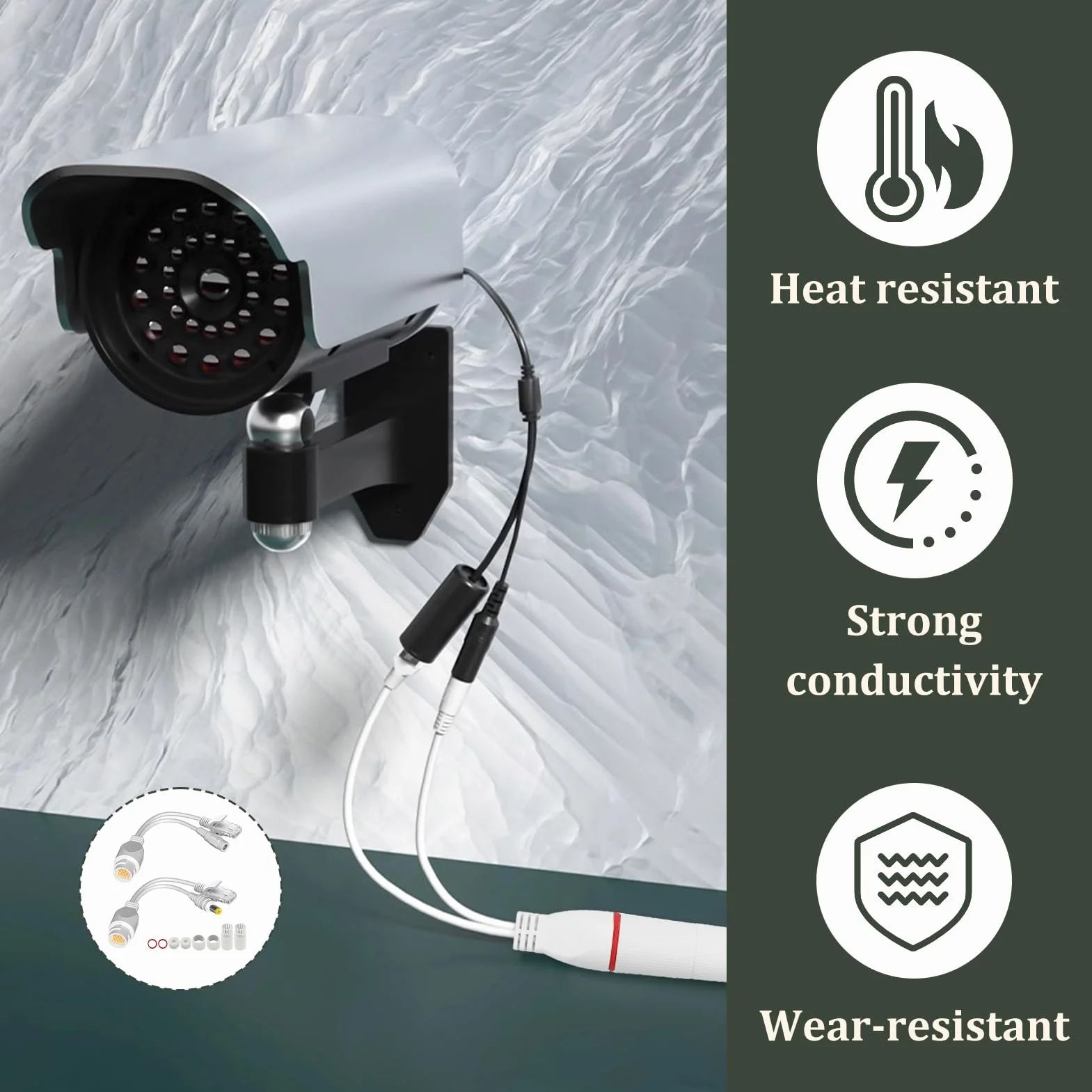 Pasywny zestaw wtryskiwaczy PoE 12V, rozgałęźniki RJ45 wodoodporne 1 para złącze Ethernet DC do kamery IP