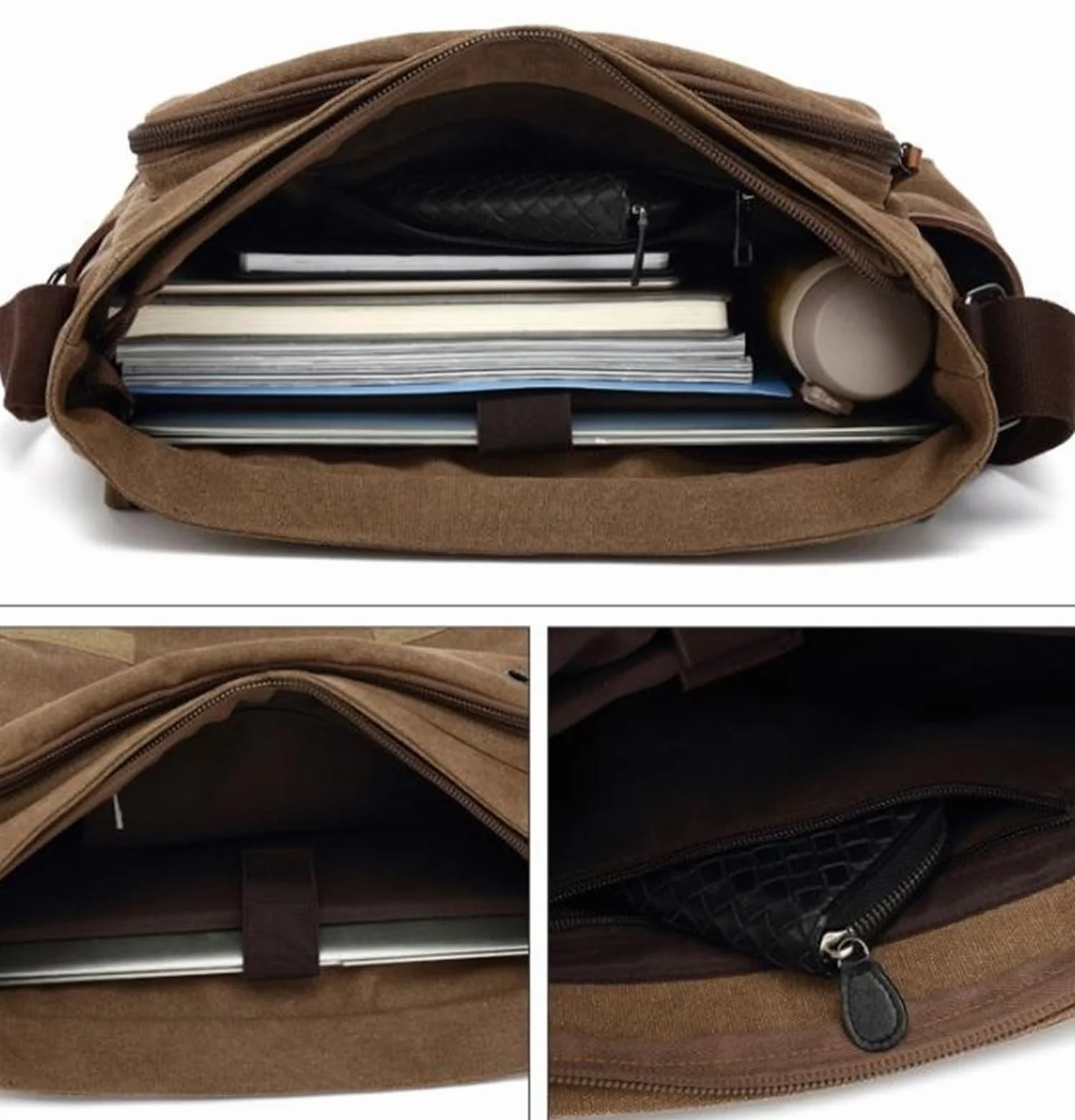Torba Podróżna Płócienna Torba Na Laptopa O Przekątnej 13,7 Cala. Męska Torba Na Ramię Typu Satch Do Podróży Służbowych Wytrzymały Plecak na Komputer(Gray)