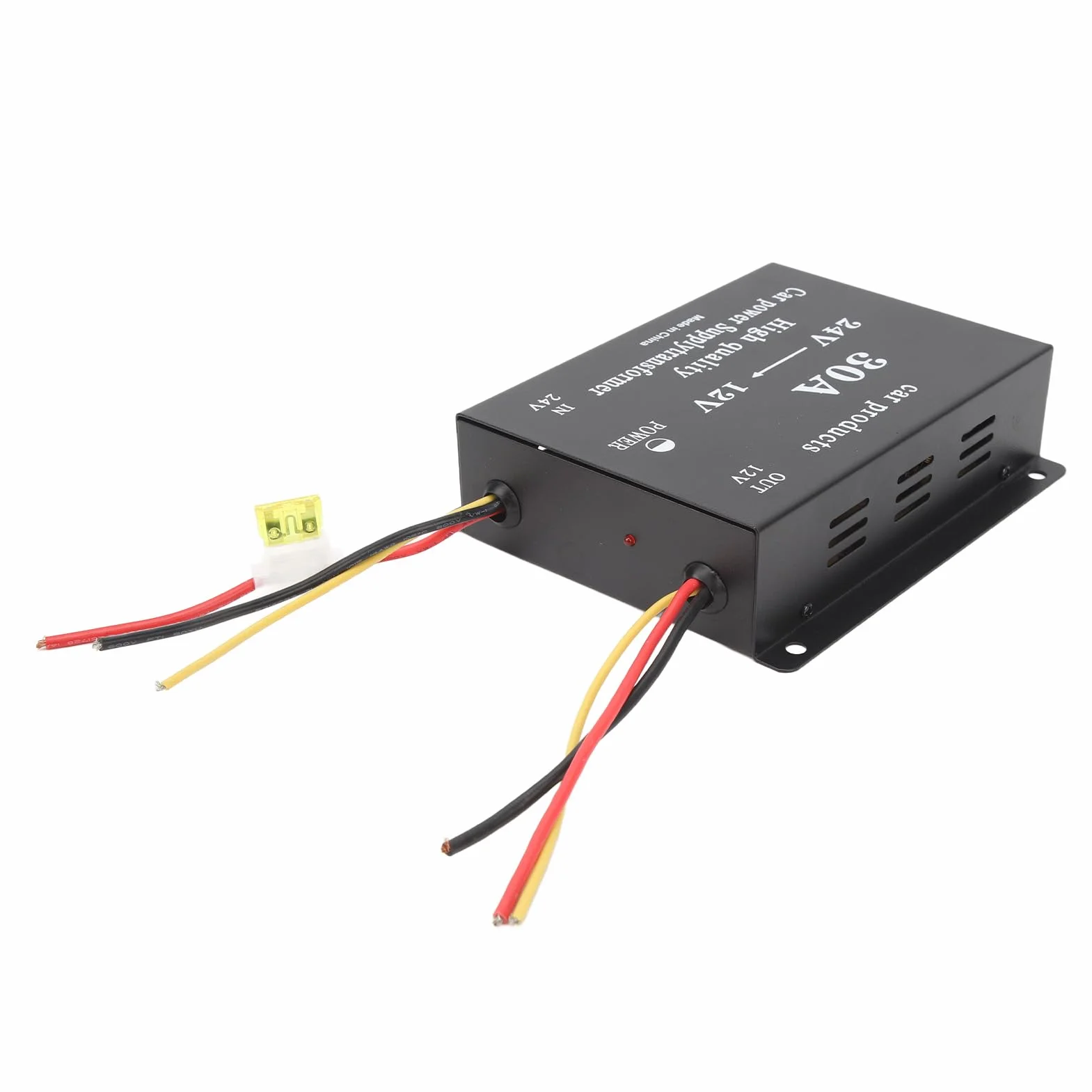 Przetwornica zasilania samochodu 30A 24V do 12V napięcie prądu stałego Adapter obniżający napięcie do lodówki samochodowej odtwarzacz DVD kamera stop aluminium czarny