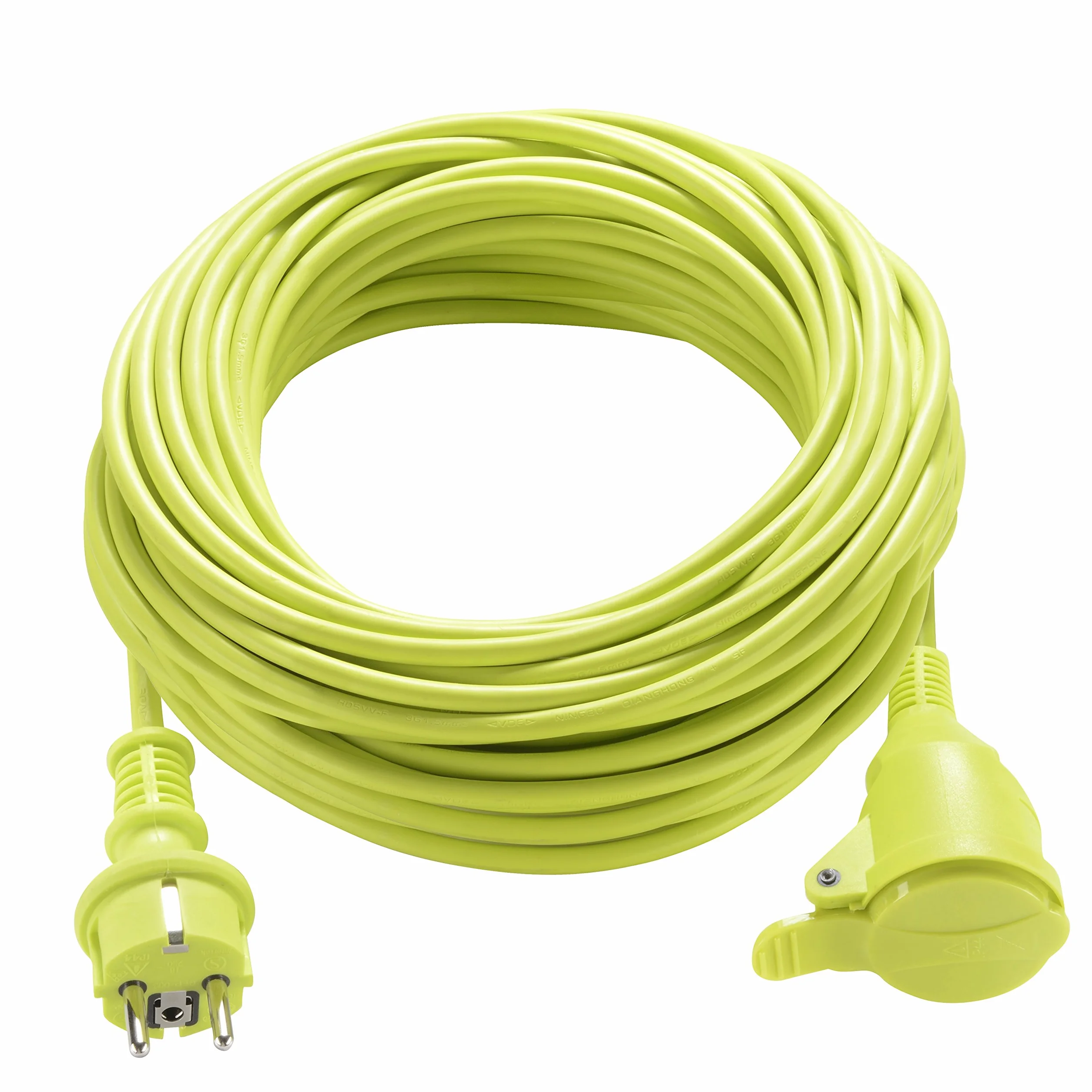 Masterplug Przedłużacz 40 m, IP44 kabel z ogrodem, przedłużenie placu budowy, 16 A do 3000 W, kabel zielony 3 G1,5 mm²