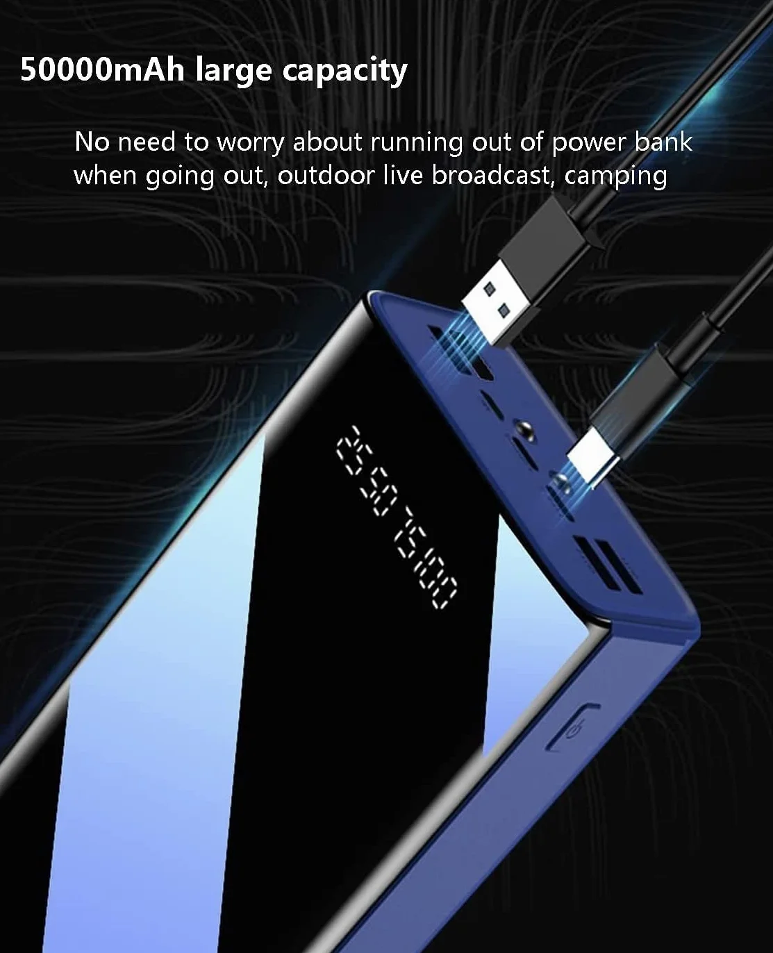 Przenośna ładowarka Power Bank 50000mAh ogromna pojemność akumulator wbudowany kabel ładujący może ładować 7 urządzeń jednocześnie do smartfonów, tabletów, konsol do gier (czerwony)