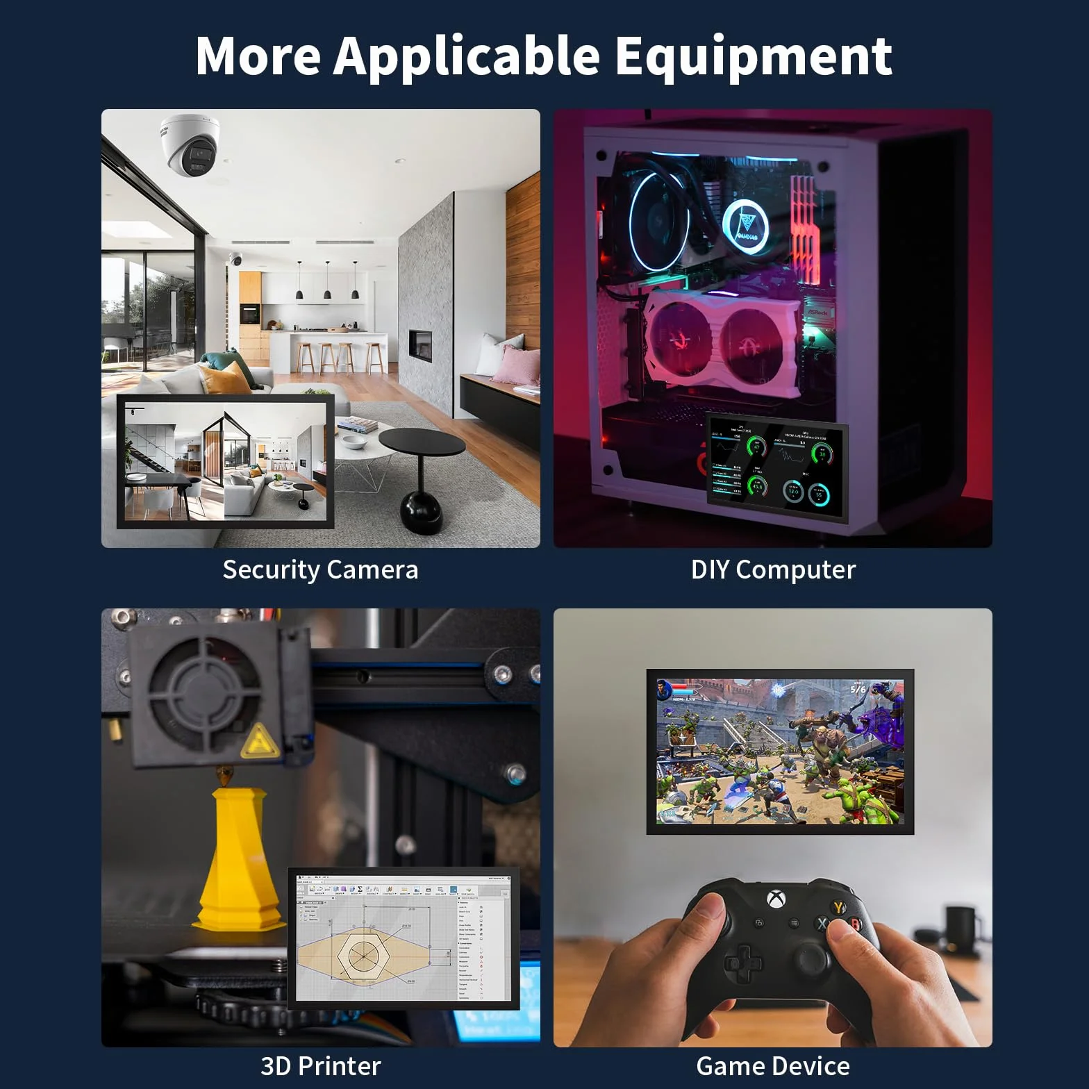 CUQI 7-calowy mini monitor, 1024×600 HD IPS mini ekran z wbudowanymi głośnikami/HDMI/VGA/AV wejście do Raspberry Pi, PC, TV, DVD, CCTV