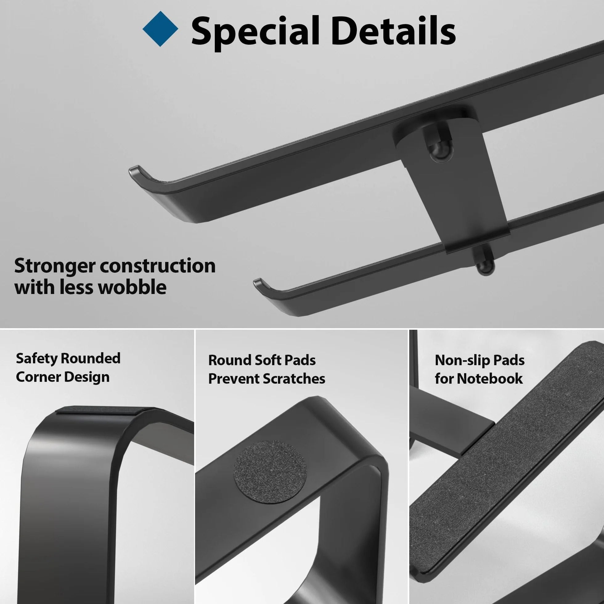 BONTEC Ergonomiczna Podstawka pod Laptopa z Regulacją Wysokości, Kompatybilna z Laptopami 10-17", Podstawka na Biurko z Odprowadzaniem Ciepła, Czarna – Idealna dla Poprawy Postawy i Komfortu Pracy