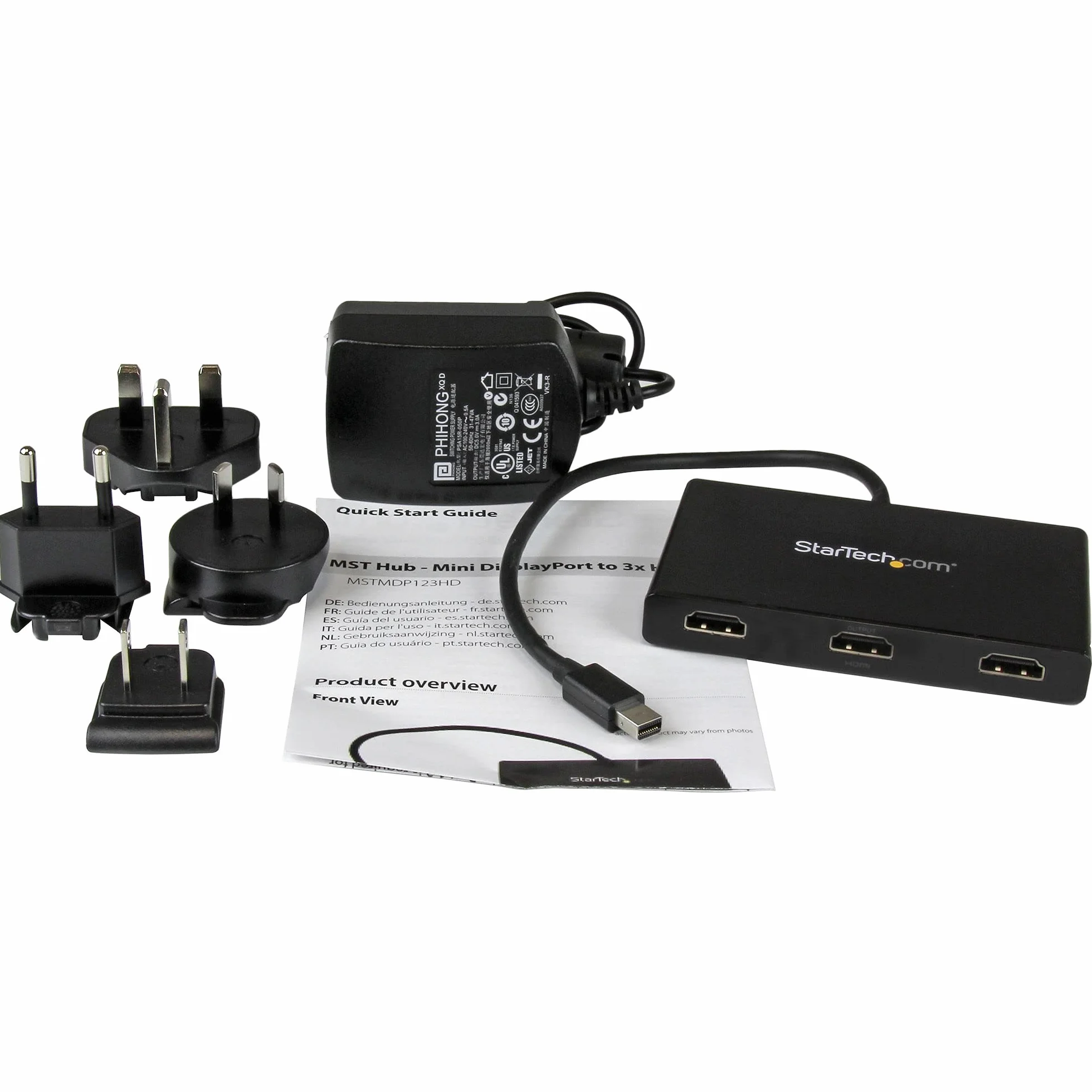 StarTech.com 3-portowy mini DisplayPort MST Hub - 4K 30Hz - Rozdzielacz wideo Mini DP na HDMI do wielu monitorów - mDP do HDMI (MSTMDP123HD) czarny