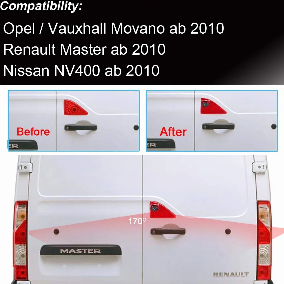 System cofania z kamerą cofania w 3. świetle hamowania światło hamowania kamera + 4,3" TFT LCD monitor do Opel/Vauxhall Movano od 2010/Renault Master od 2010/Nissan NV400 od 2010 r.
