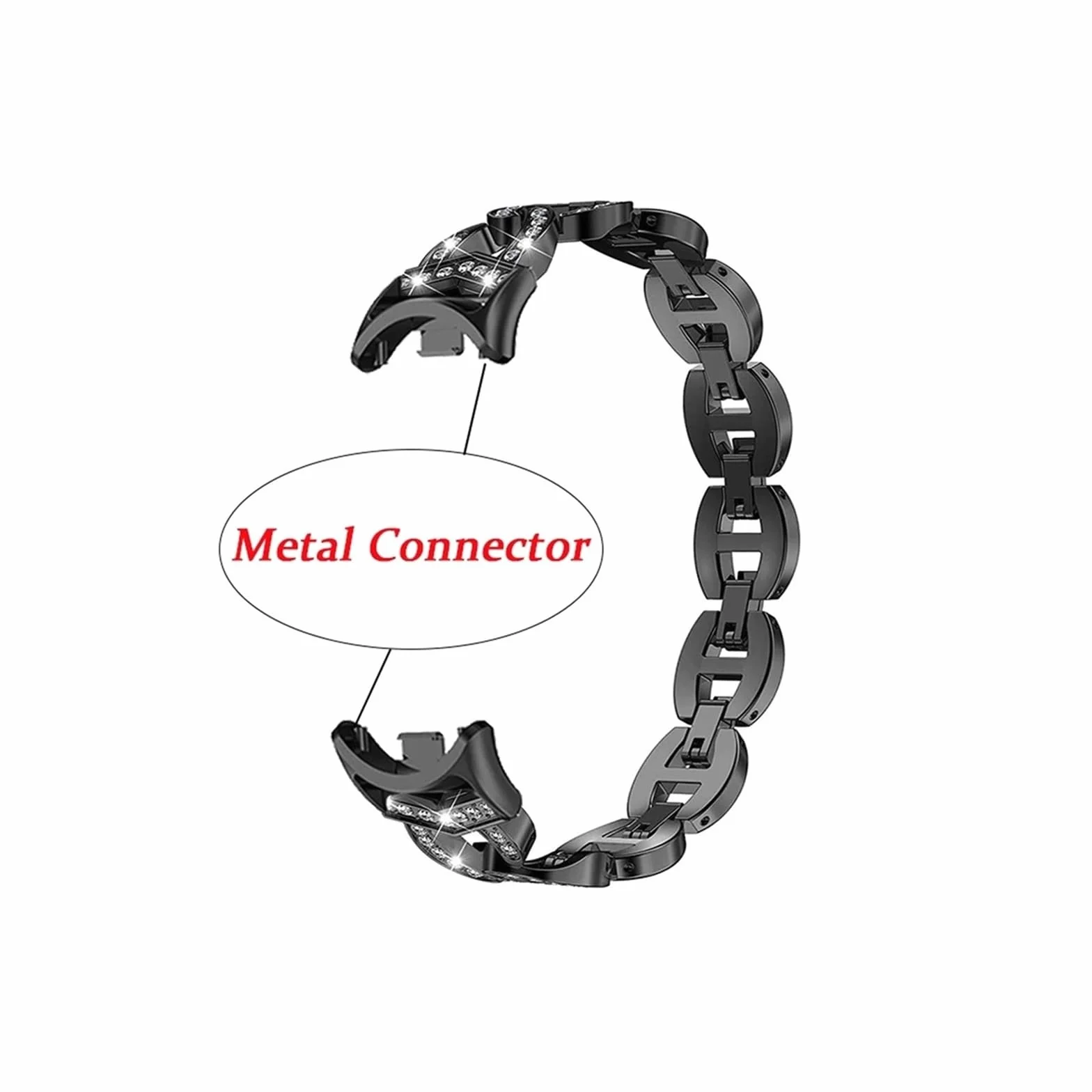 Metal Diamond Strap Fit For Mi Band 8 Watch Band Fit For Xiaomi Mi Band 8 NFC Smartband Accessories Wristband Fit For Miband 8 Bracelets (Material : Black, Size : For Mi Band 8 NFC)