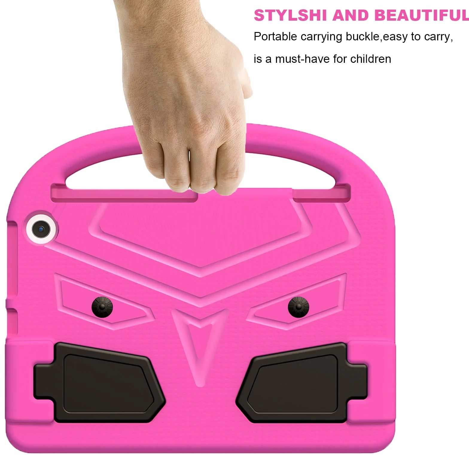 Kompatybilny z Kindle Fire HD 11 (2023) Etui na tablet dla dzieci, lekki, odporny wstrząsy stojak EVA uchwytem i podpórką(ROSE RED)
