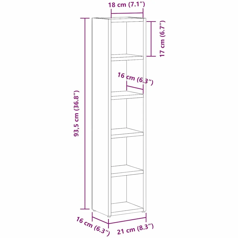 vidaXL Szafki na płyty CD - drewniane jednostki magazynowe - czarny dąb, nowoczesny design, 93 cm wysokości, 2-częściowy zestaw do salonu / sypialni