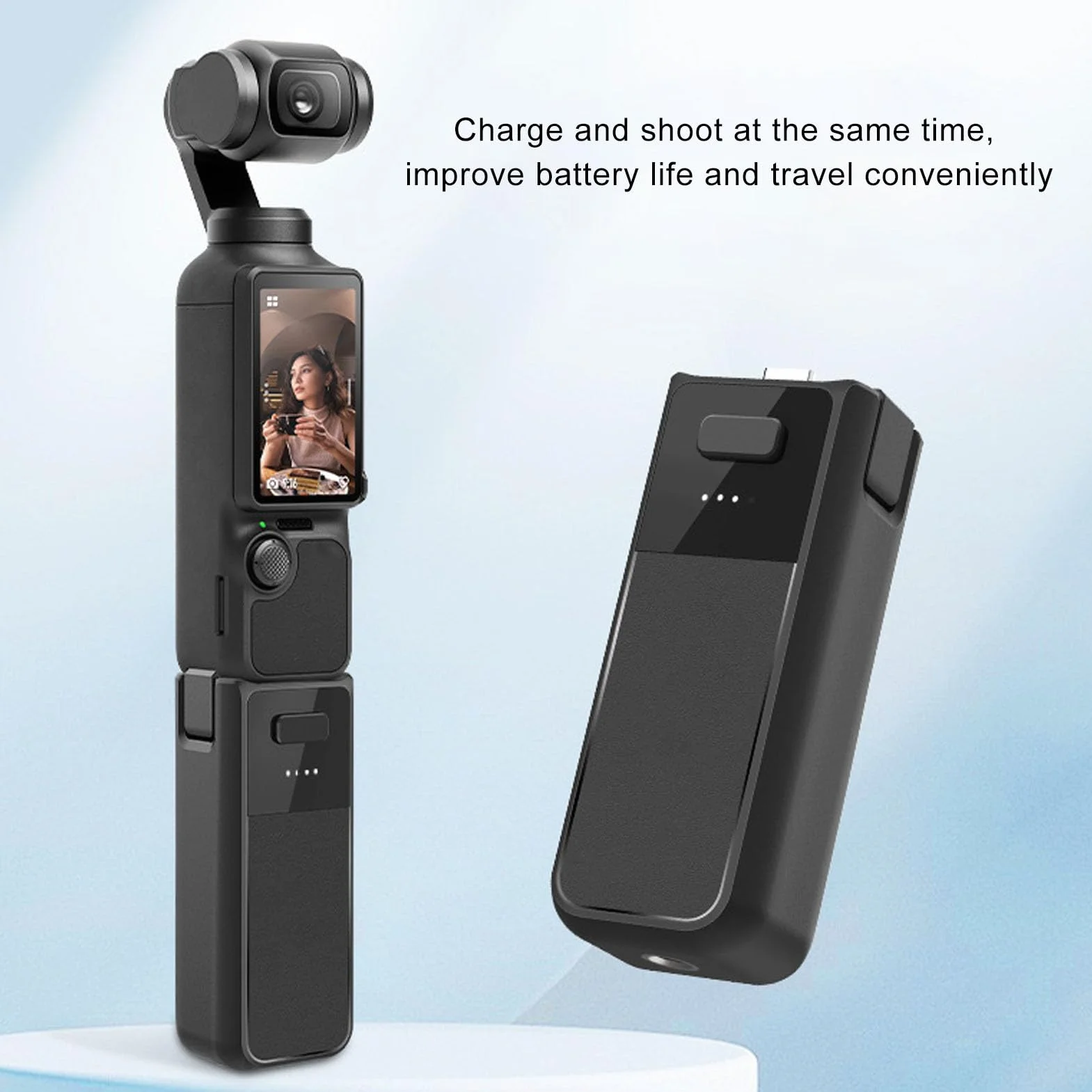 Uchwyt Baterii do Pocket 3 Creator Combo, Uchwyt Baterii Pocket 3, Zarezerwowany Gwint 1/4”, Wbudowana Bateria 2800 MAh, Szybkie ładowanie 10 W