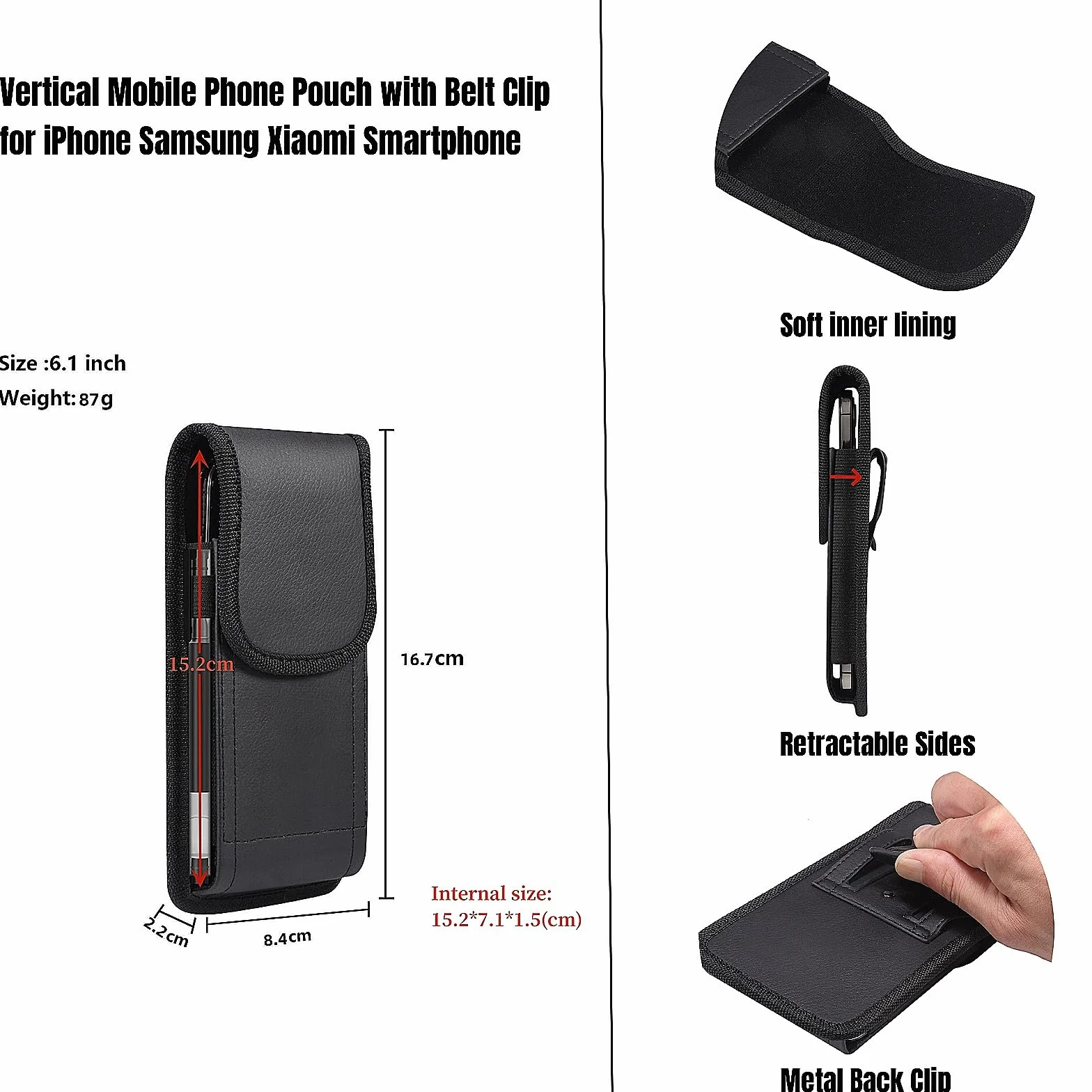 Uchwyt na pasek ze sztucznej skóry pokrowiec na telefon komórkowy z klipsem do Samsung Galaxy Xcover 5 S23 S22 iPhone 14 15 Pro 13 12 mini SE