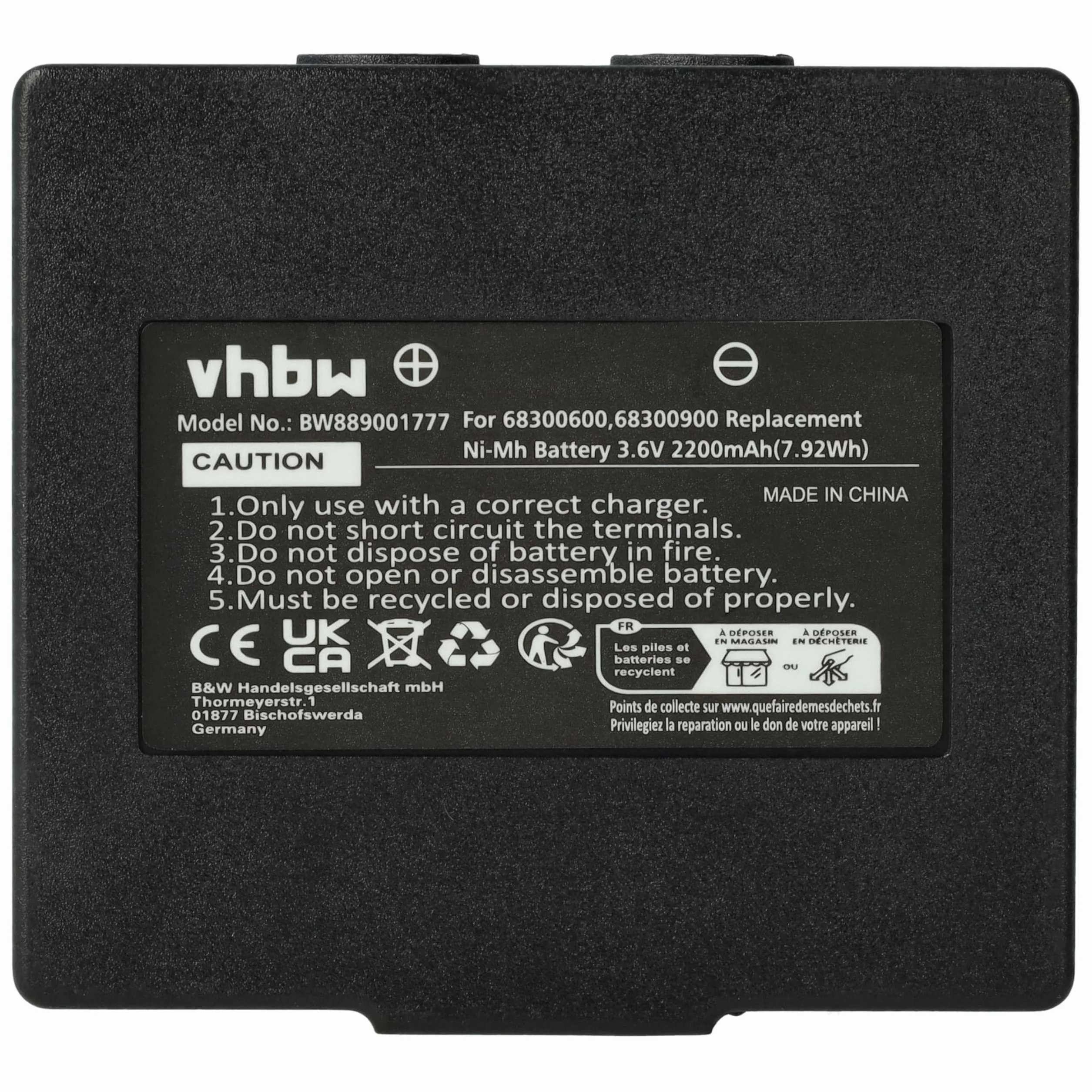 vhbw 5 x akumulator zamienny do Abitron KH68300990, EX2-22 do przemysłowego pilota zdalnego sterowania (2200 mAh, 3,6 V, NiMH) - czarny