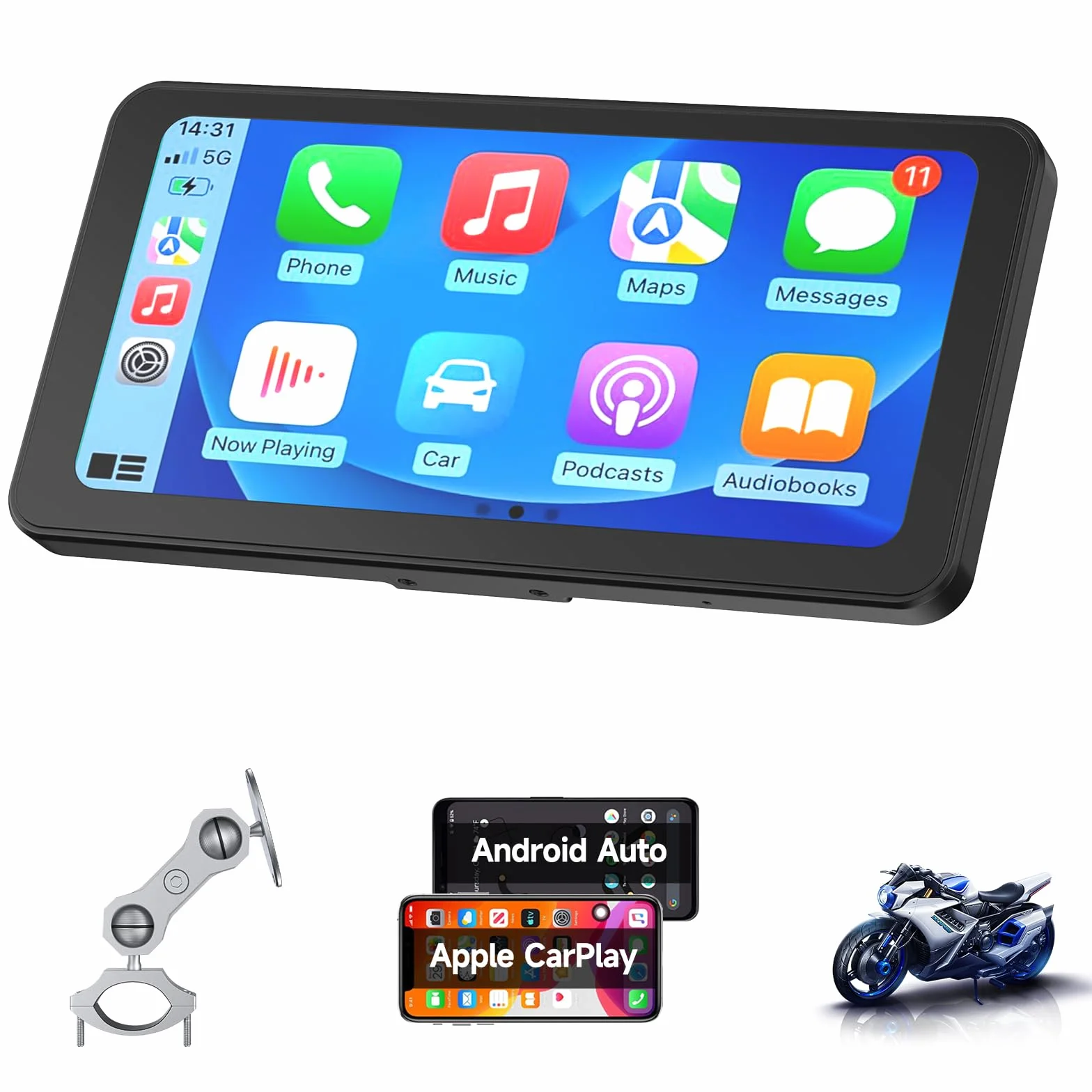 Spedal CL871 6,25" ekran motocyklowy CarPlay i Android, wodoszczelny, nawigacja GPS do motocykla, Bluetooth, Siri/G00gle Assistant (CL871)