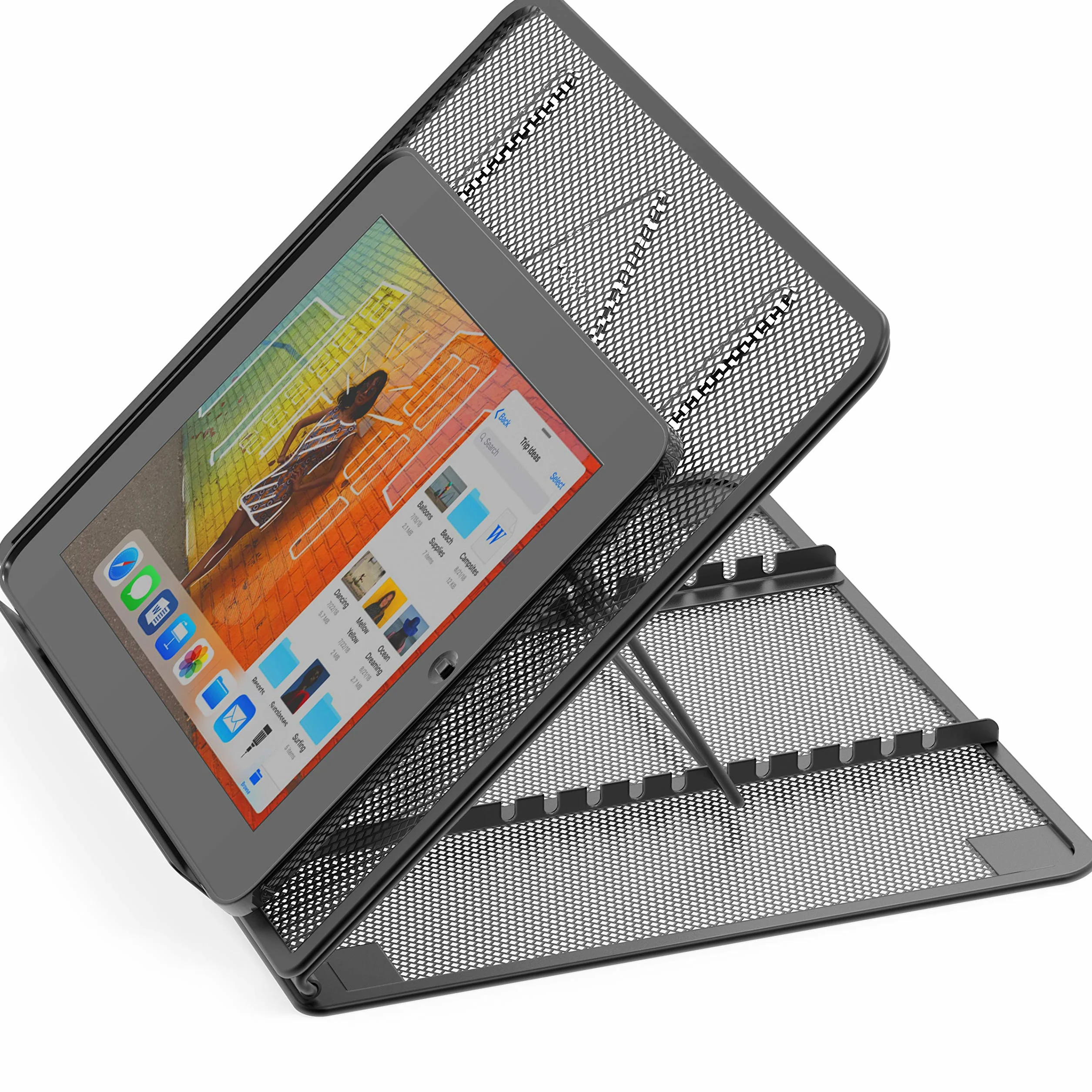 Simple Houseware Siatkowy wentylowany regulowany stojak na laptopa, czarny