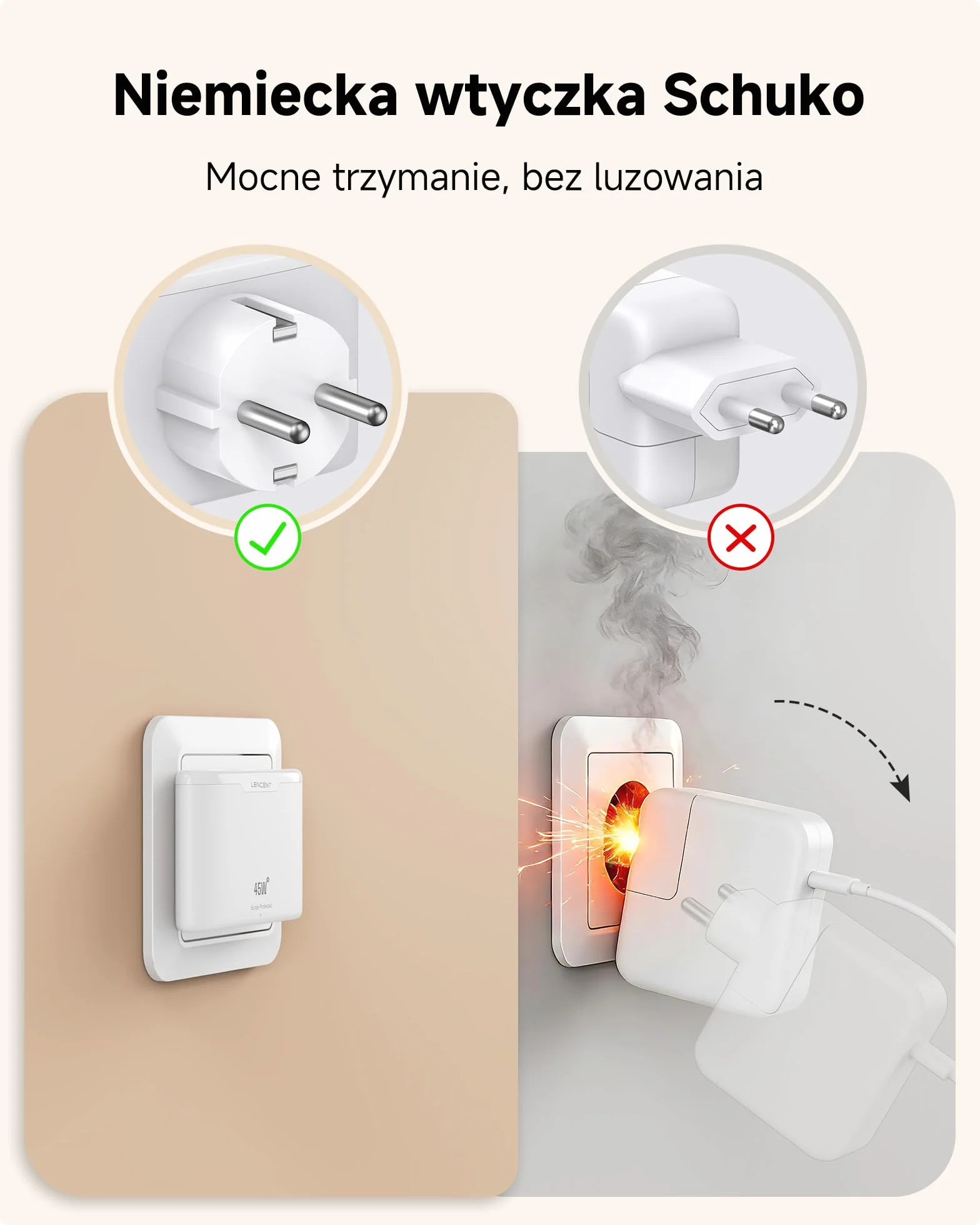 LENCENT Płaska ładowarka USB C Slim 45 W, szybka ładowarka, zasilacz | 4-portowy, cienka wtyczka do ładowania, z GaN-Tech, kompatybilna z iPhone 17/16/15, iPad, telefonem komórkowym, tabletem