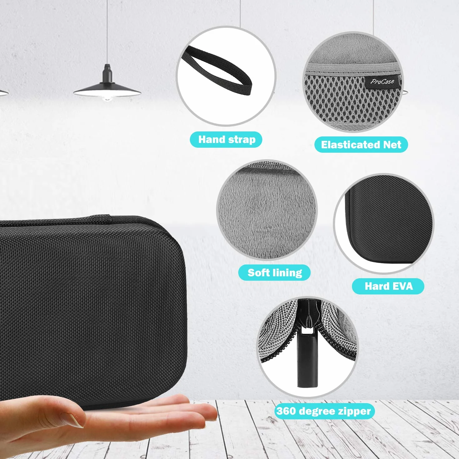 ProCase Twarde etui podróżne do SanDisk Extreme SSD 1TB 2TB 500GB 250GB, czarne