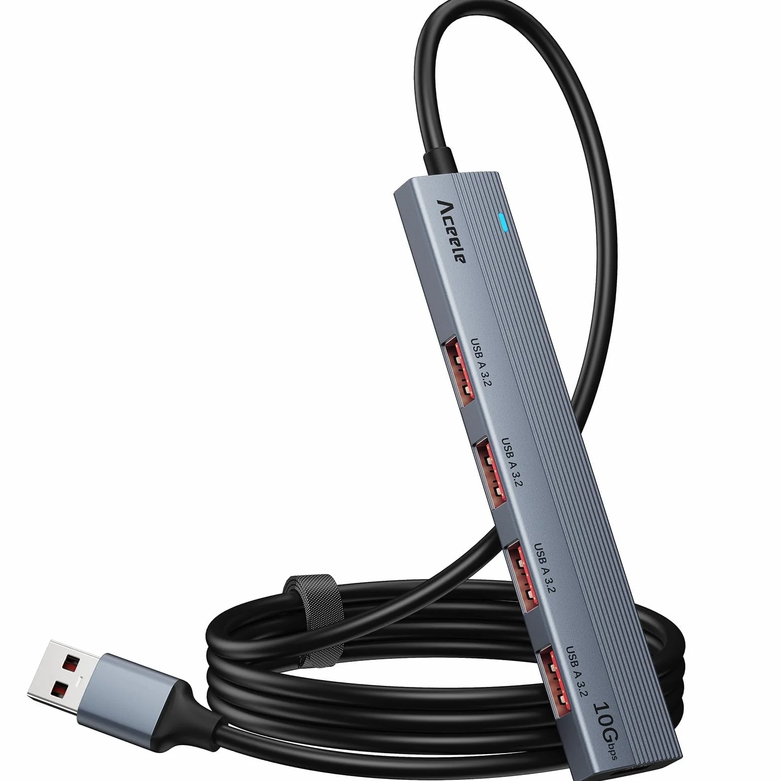 Aceele Hub USB 3.2 do 4 portów USB-A 3.2 Hub USB 3.2 z kablem przedłużonym o długości 1,2 m, 10 Gbps Wieloportowy adapter USB 3.2 Hub kompatybilny z MacBook Air/Pro, iMac itp