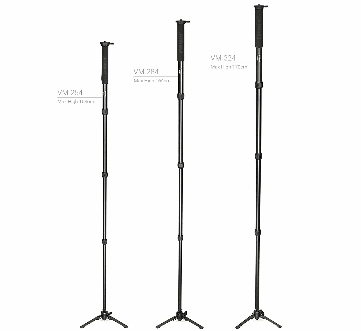 Jusino Monopod aluminiowy ze zdejmowaną stopą/statywem stołowy (6 kg obciążenia, szybkie zapięcia obrotowe) VM-254