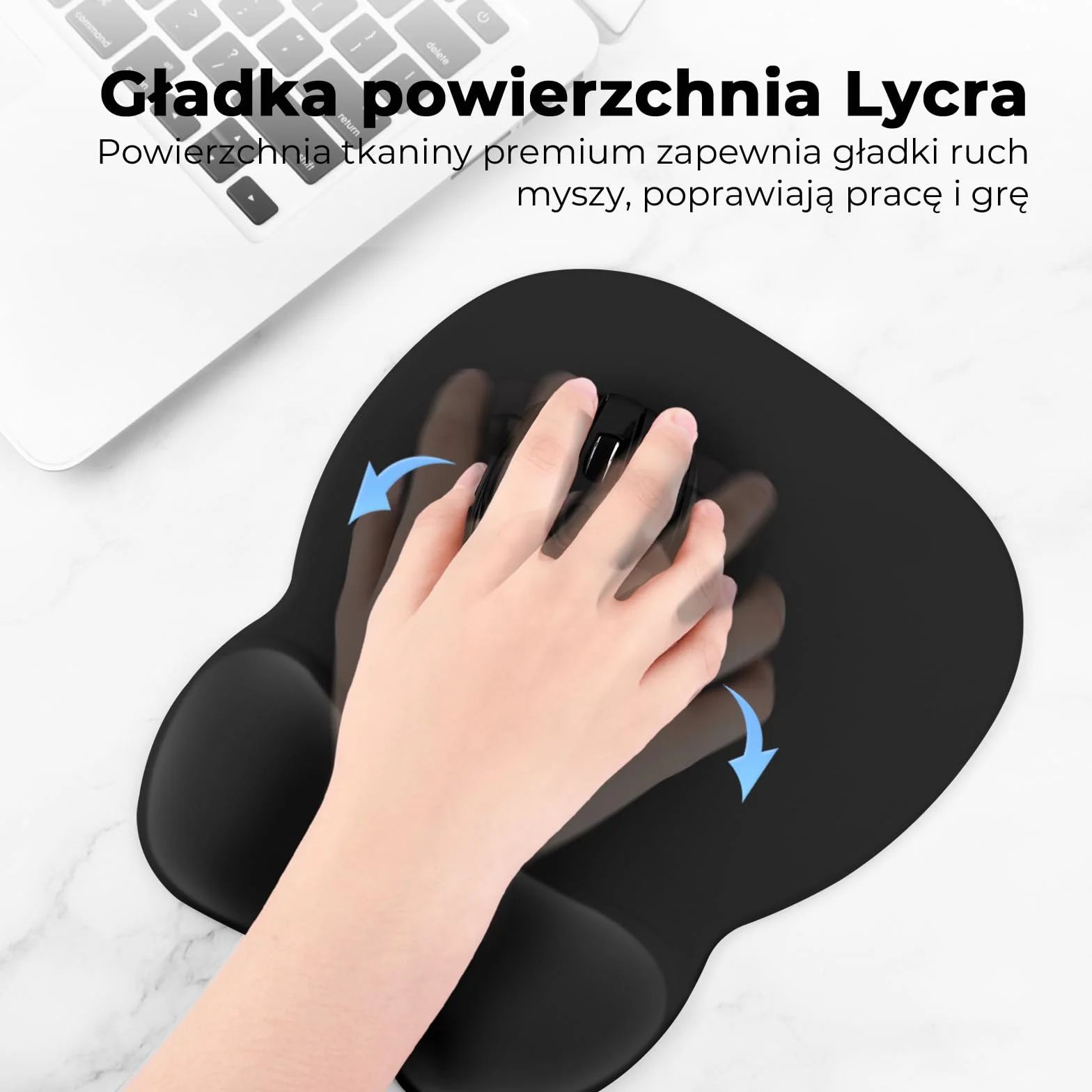 EooCoo Podkladka Pod Mysz na Nadgarstek, Podkładka Pod Myszkę z Poduszką, Ergonomiczna Mouse Pad, Ultracienka i Odporna na Ścieranie, Akcesoria Biurowe i Podróżne na Biurko do PC i Laptopa, Czarna