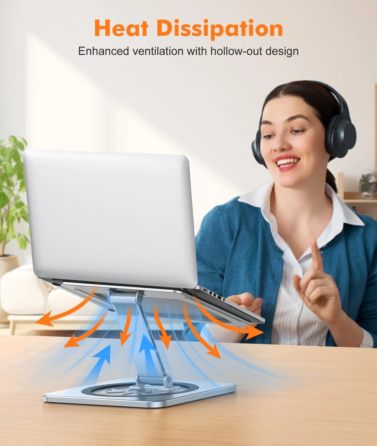 EOIWUY Stojak na laptopa z obrotową podstawą 360°, regulowany podnośnik do laptopa, ergonomiczny składany stojak komputerowy do pracy zespołowej, kompatybilny z MacBook Air Pro, Dell XPS, HP (10-16")