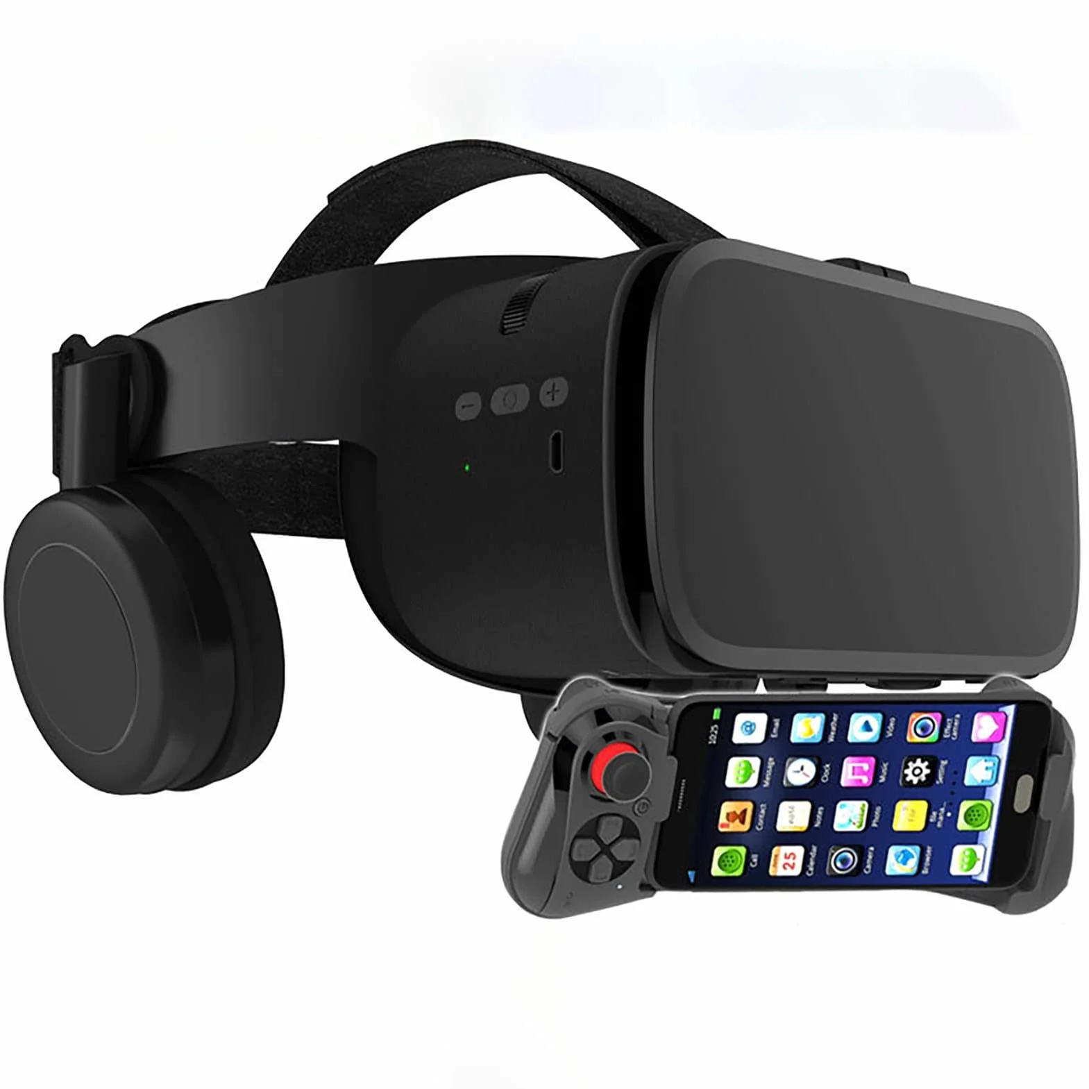 Pełnoekranowe okulary wirtualnej rzeczywistości 3D VR z pilotem zdalnego sterowania, oryginalne okulary stereo 3D VR do iPhone'a 14 13 12 11 Pro Mini X R S Max Samsung Galaxy VR zestaw do telefonu z systemem iOS Android (kolor: B