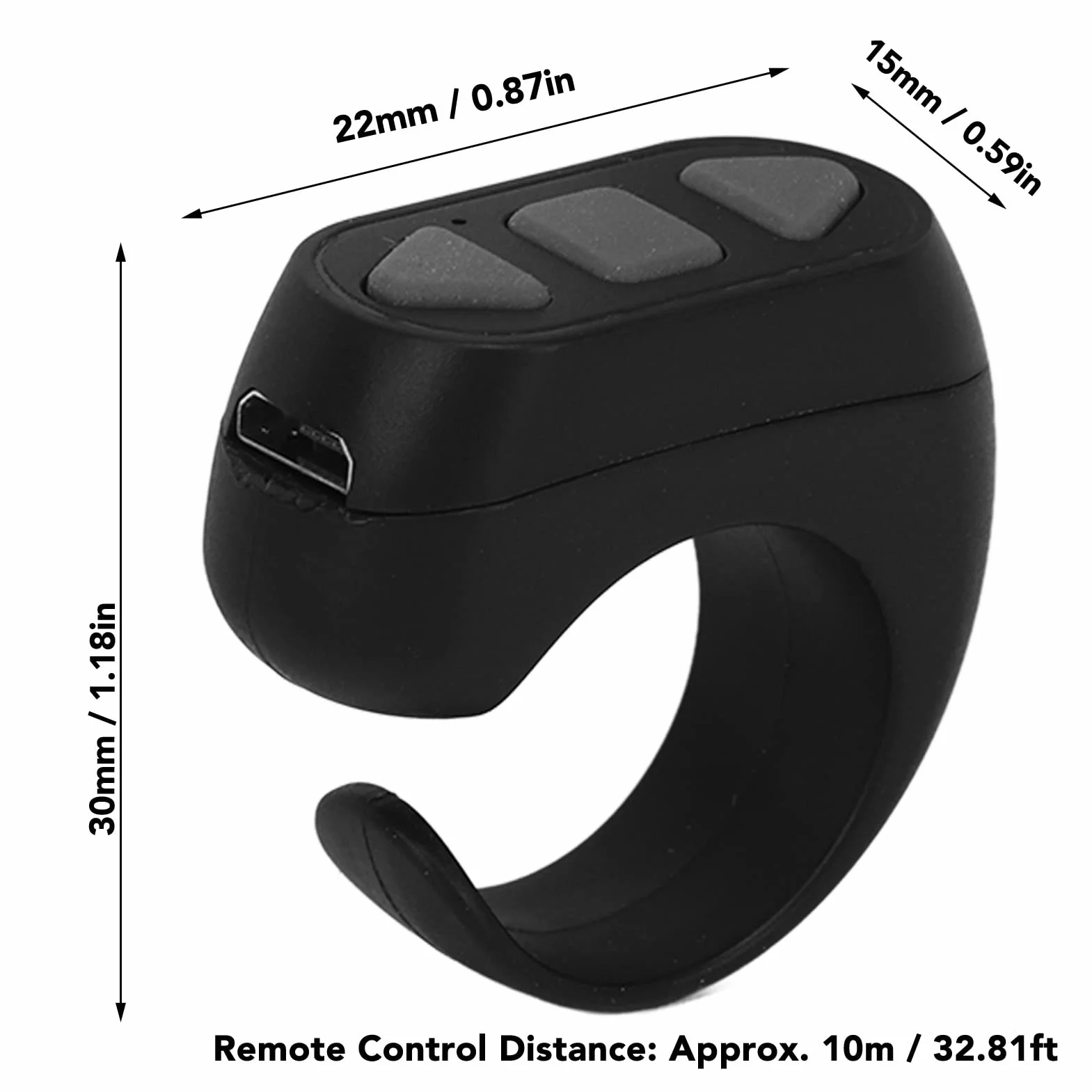 Pilot Zdalnego Sterowania Bluetooth Page Turner, Zdalny Kliker Pierścienia Przewijania dla App Kamera Zdalna Migawka Przycisk Selfie, z IOS, Androidem i Harmony OS (Czarny)