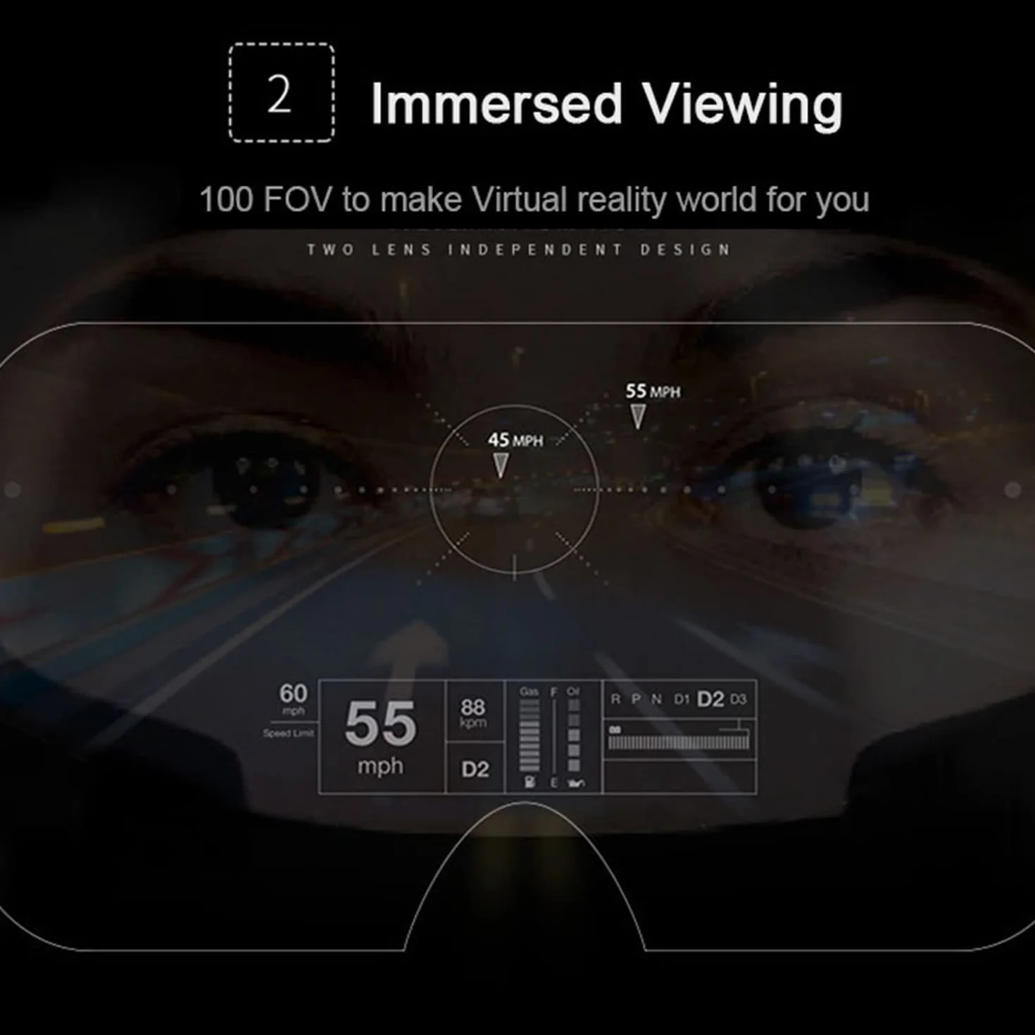 NK Smartphone 3D VR Glasses - Smartphone Virtual Reality Smart Glasses 4.7" - 6.53", kąt widzenia 90-100 stopni, obrót o 360°, regulowana soczewka i regulacja źrenicy - czarne