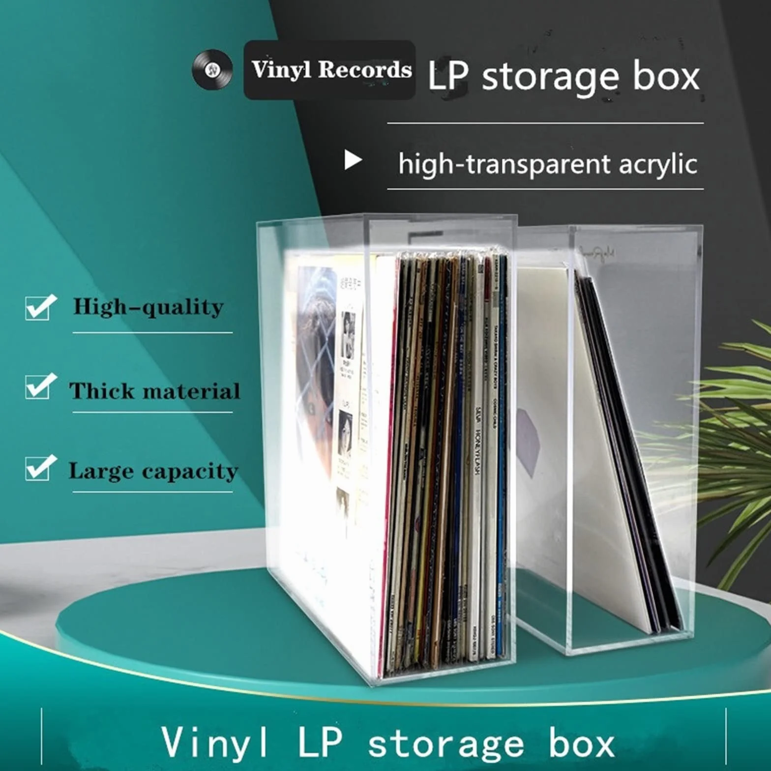 Przechowywanie płyt CD Stojak do przechowywania płyt winylowych, przezroczyste pudełko LP Akrylowy uchwyt Domowy pojemnik Pojemniki układania w stosy Nagrywać