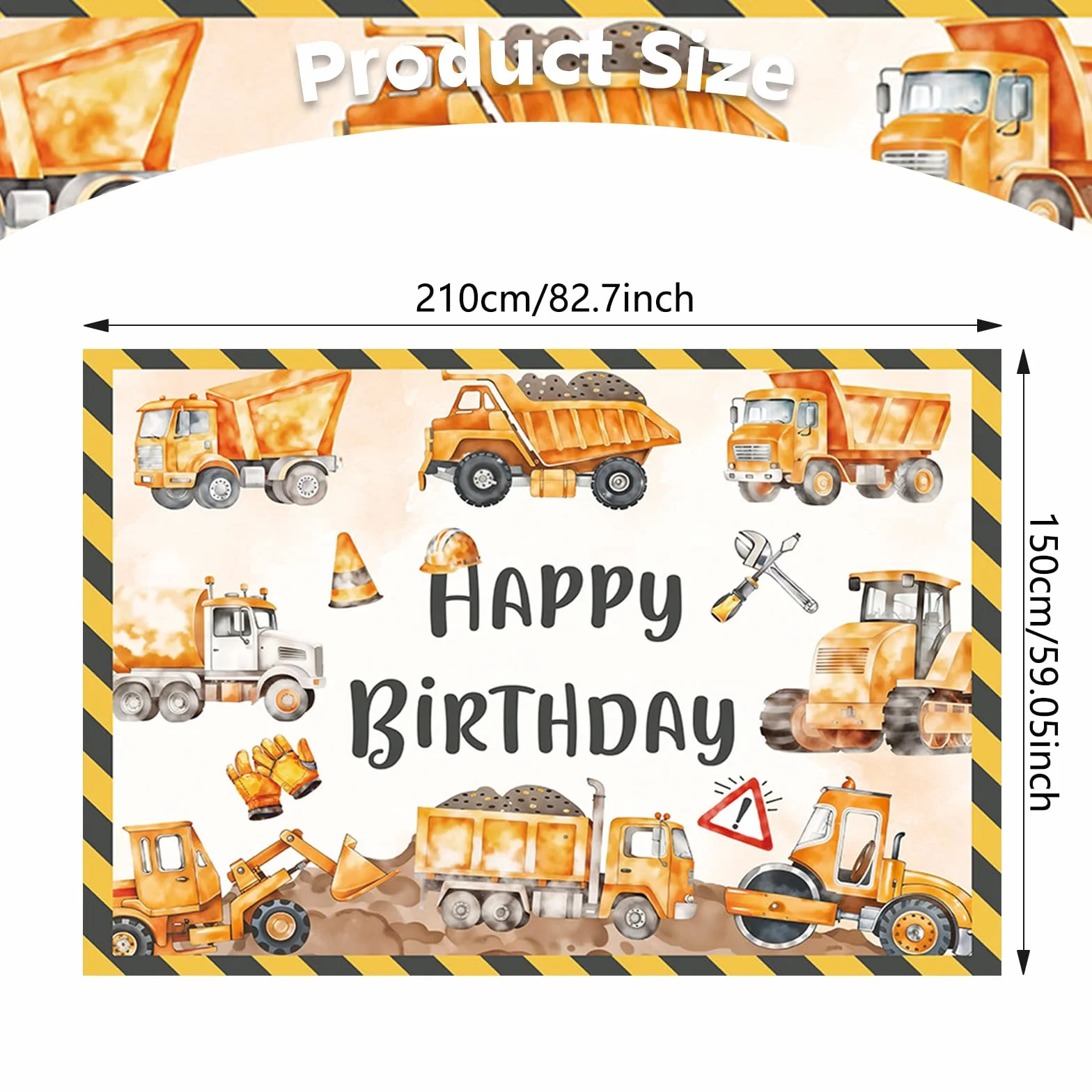 APROPHIC Tło urodzinowe dla dzieci, żółte tło do samochodów ciężarowych, tło fotograficzne Happy Birthday, tła, kreskówka, zabawna impreza, dekoracja, ściana fotograficzna, tło 210 x 150 cm