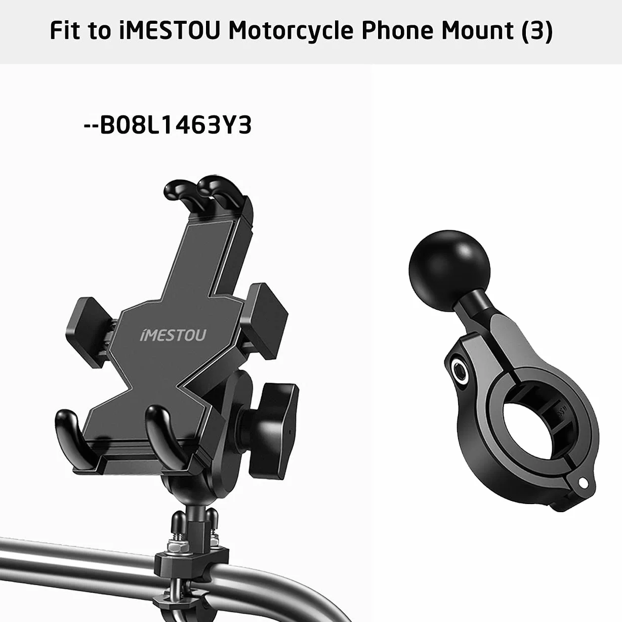iMESTOU Aluminiowy adapter do montażu kulowego 2,5 cm, pasuje do kierownicy o średnicy 2,2 cm - 3,2 cm lub drążka lusterka wstecznego, kompatybilny z uchwytami do telefonu RAM z gniazdem kulowym 1