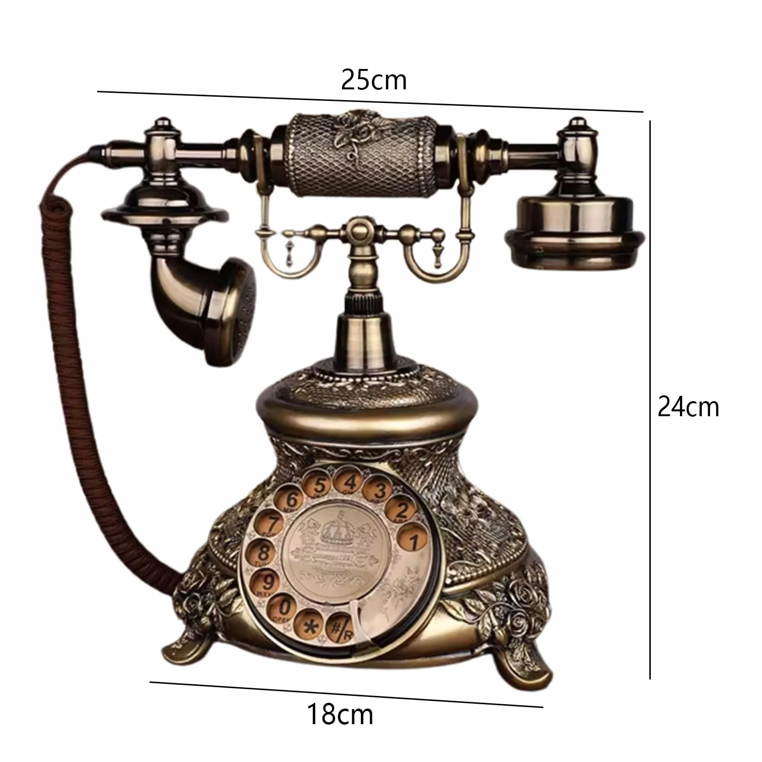 HJMMWT Wybierz telefon przewodowy analogowy telefon stacjonarny biurko klasyczny retro dom obróć do sypialni/biura