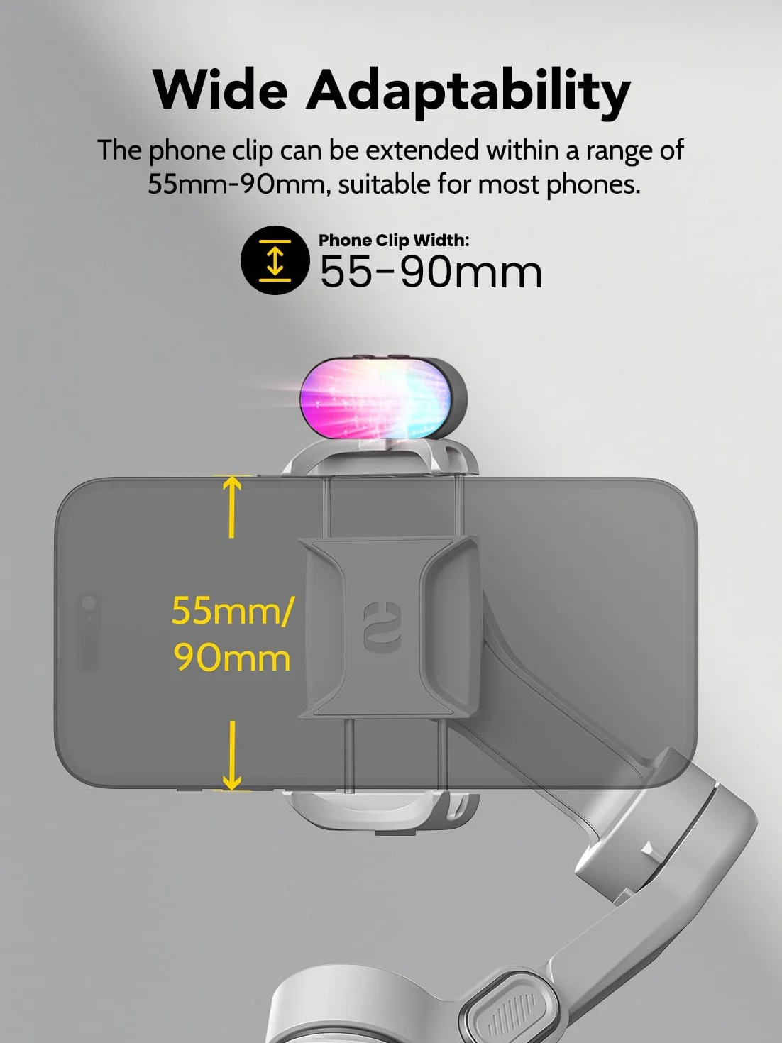 AOCHUAN Smart X2 3-osiowy stabilizator gimbala do smartfona z regulowanym światłem wypełniającym RGB, wbudowany drążek przedłużający 20 cm, ekran OLED do zdjęć nocnych, nagrywania wideo, zestaw X2,
