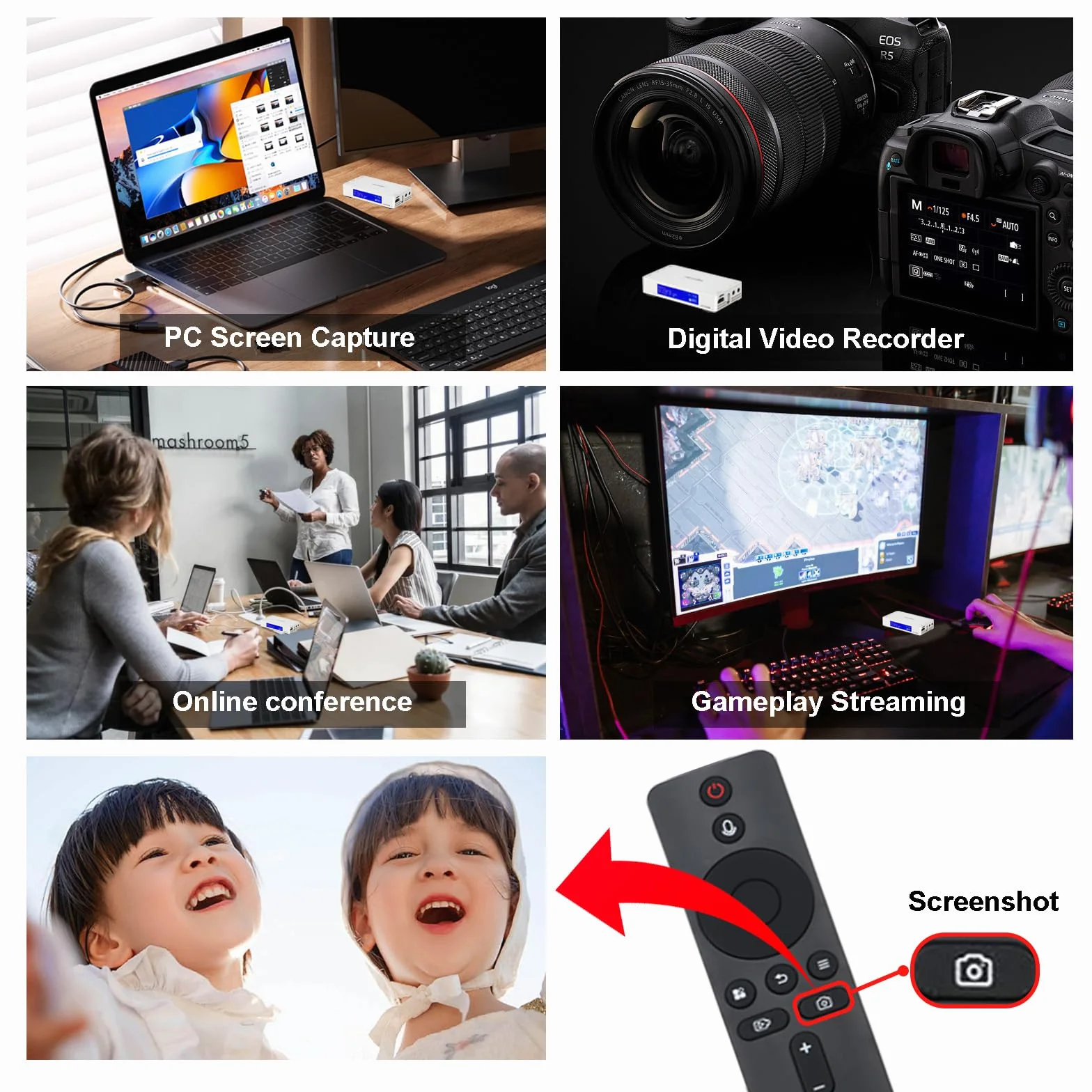Rejestrator wideo 4K HDMI z adapterem AV na HDMI, kompatybilny z VHS, VCR, DVR, DVD, Hi8, Mini DV, kamerą, kasetą, konsolami do gier, nie wymaga komputera