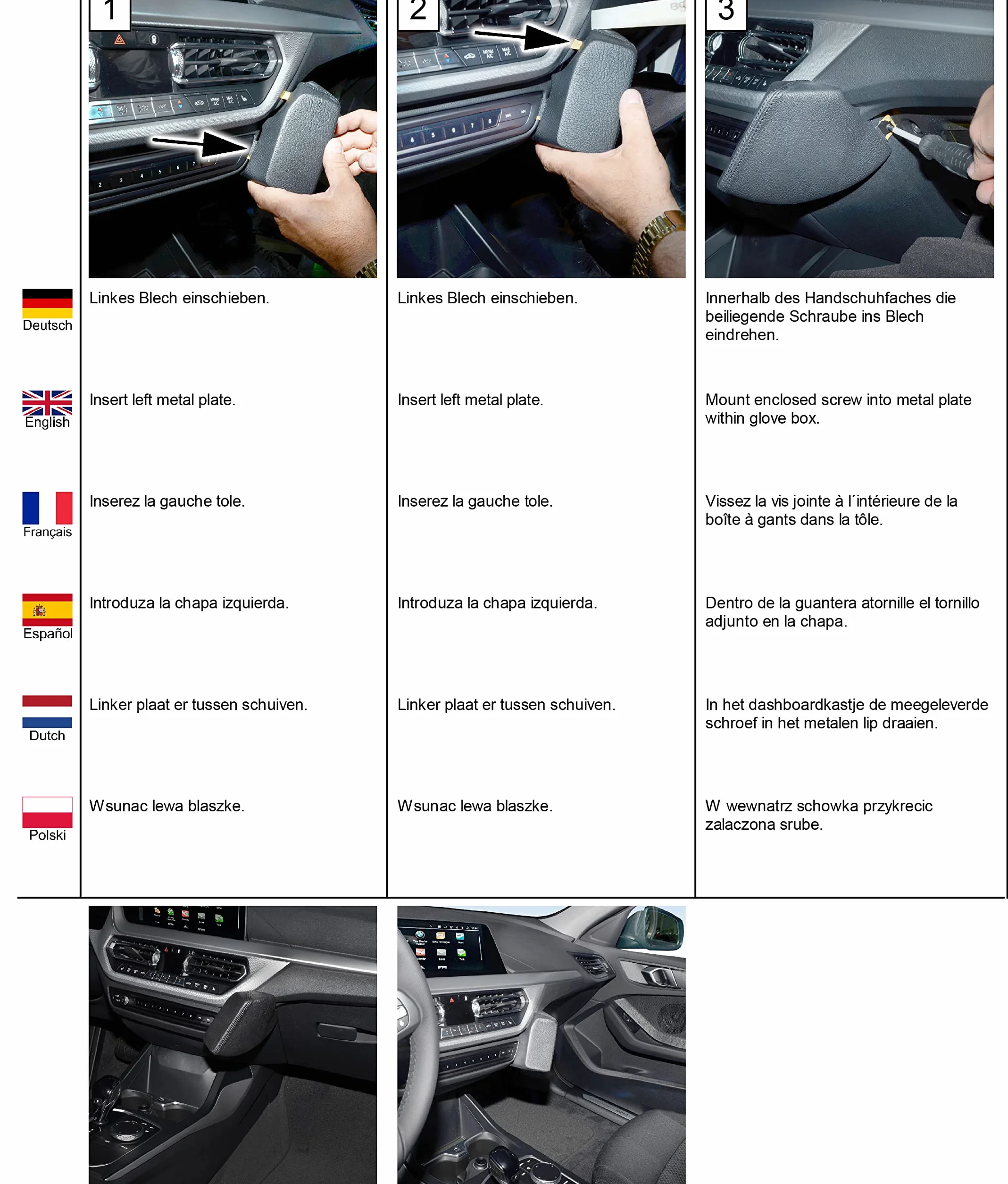 KUDA 3835 uchwyt do BMW 1 od 2019 F40 telefon sztuczna skóra czarny