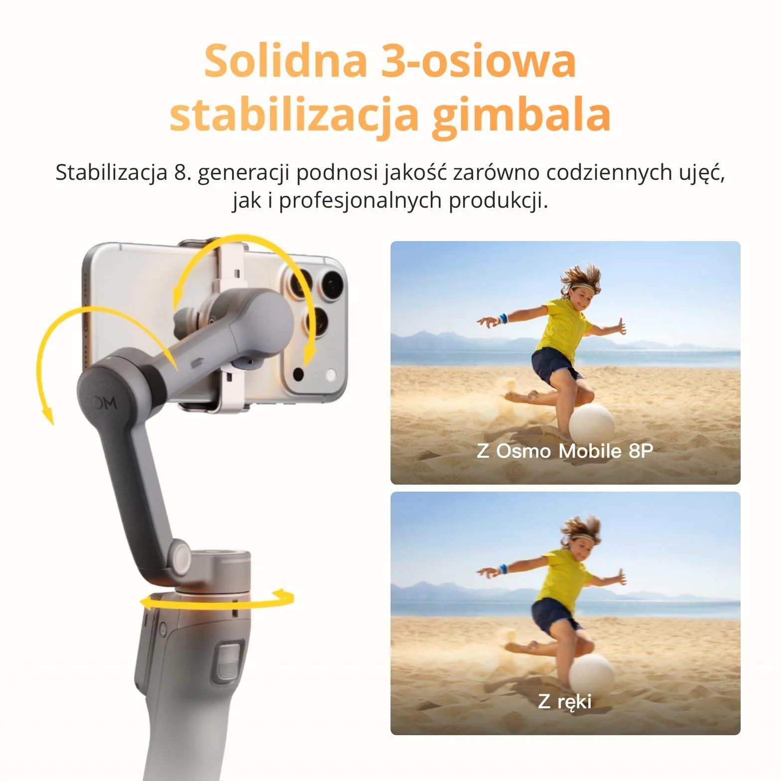 Osmo Mobile 8P+nadajnik Mic Mini 2, gimbal smartfon, mikrofon bezprzewodowy | Stabilizator do iPhone’a i Androida, szczegółowy dźwięk, DJI OsmoAudio, redukcja szumów, stabilizacja 3-osiowa