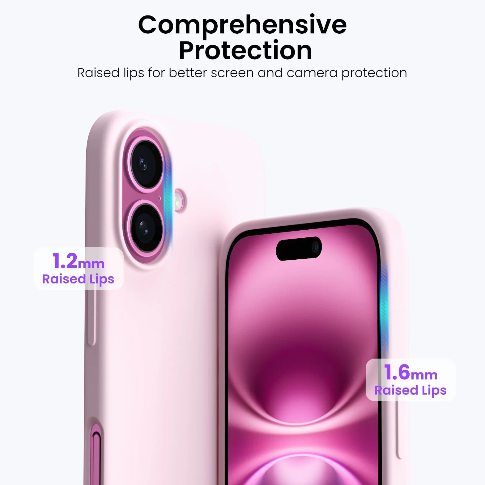 ORNARTO Silikonowe etui iPhone 16 6,1" ochronne różowe