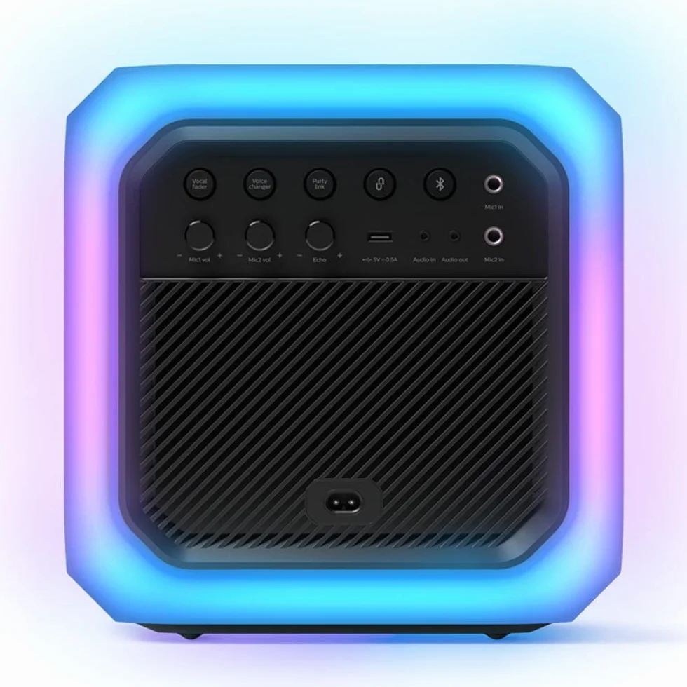 Philips TAX7207/10 Głośnik Imprezowy Bluetooth, Czas Odtwarzania 12 Godzin, Oświetlenie Imprezowe 360°, Bezprzewodowe Łącze Imprezowe I Akumulator