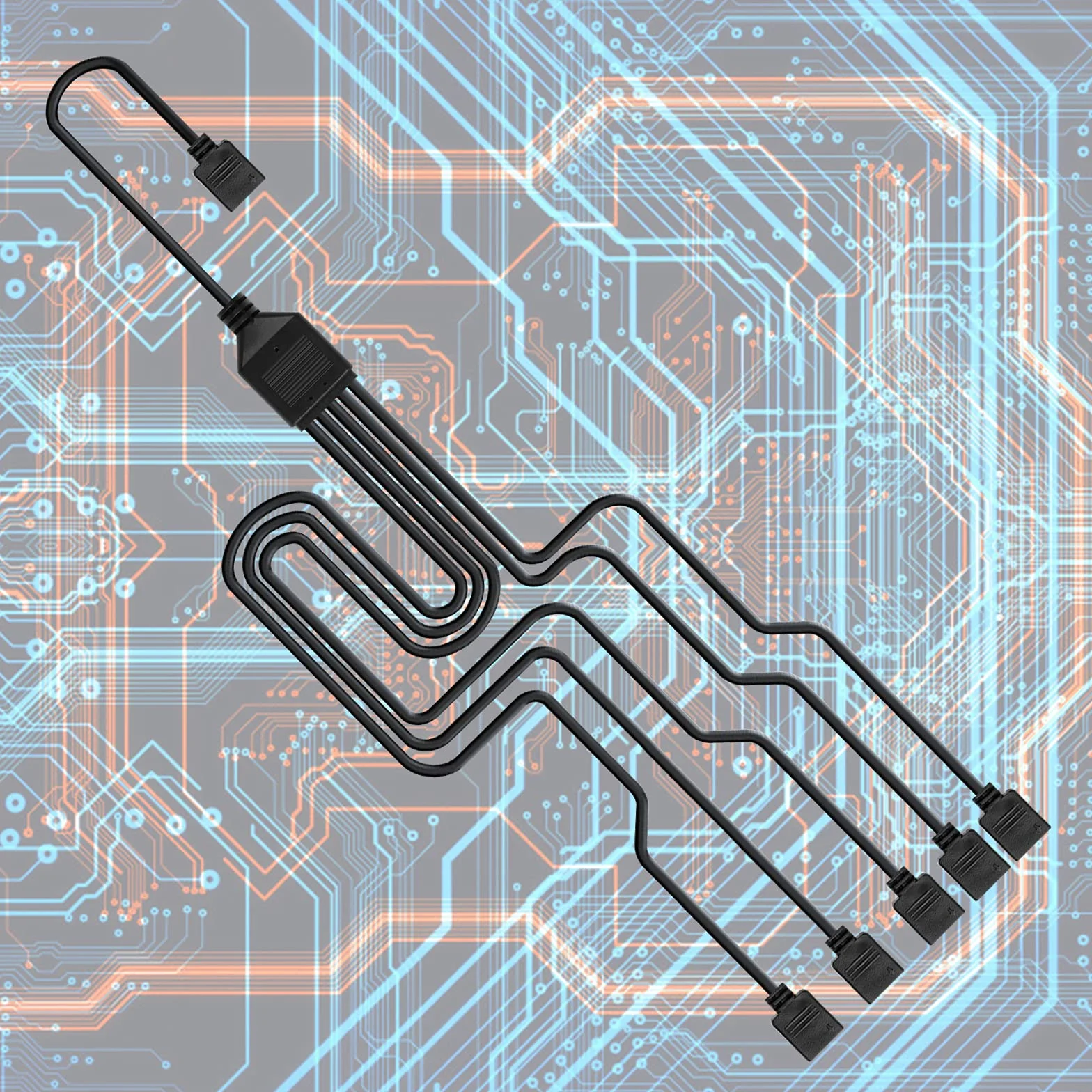 2 szt. rozdzielacz wentylatora RGB adapter 5 V, 1:5 przedłużacz do wentylatora chłodnicy z wtyczkami do obudowy komputera CPU