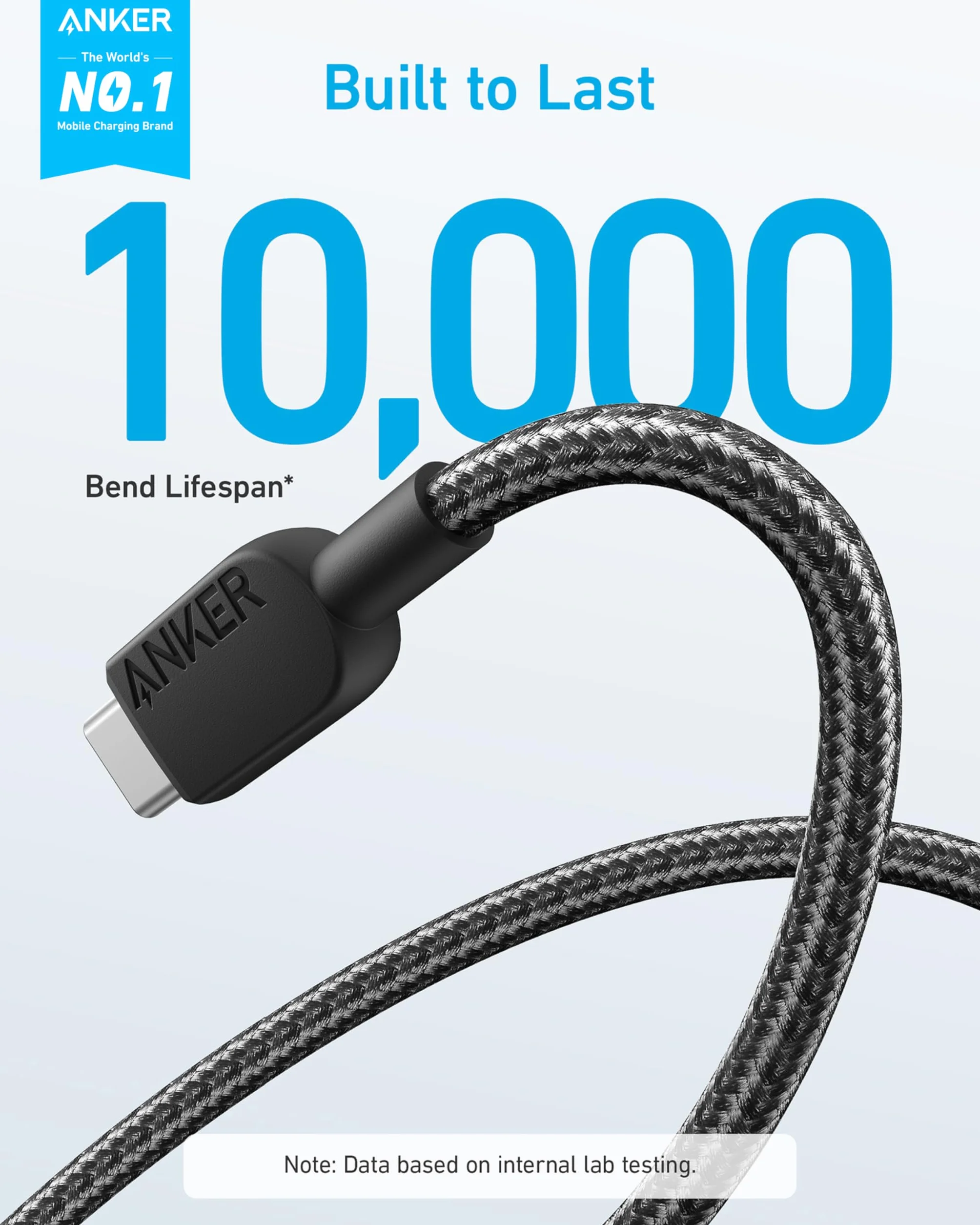 Anker USB C Cable, 310 USB A to USB C Charging Cable, USB A to Type C Nylon Cable Fast Charging Cable for Samsung Galaxy Note 10 Note 9/S10+ S10, LG V30 (180cm*2) | Szybkie ładowanie dla iPhone 16 16 Plus 16 Pro 16 Pro Max, Samsung Galaxy Note 10 Note 9 S