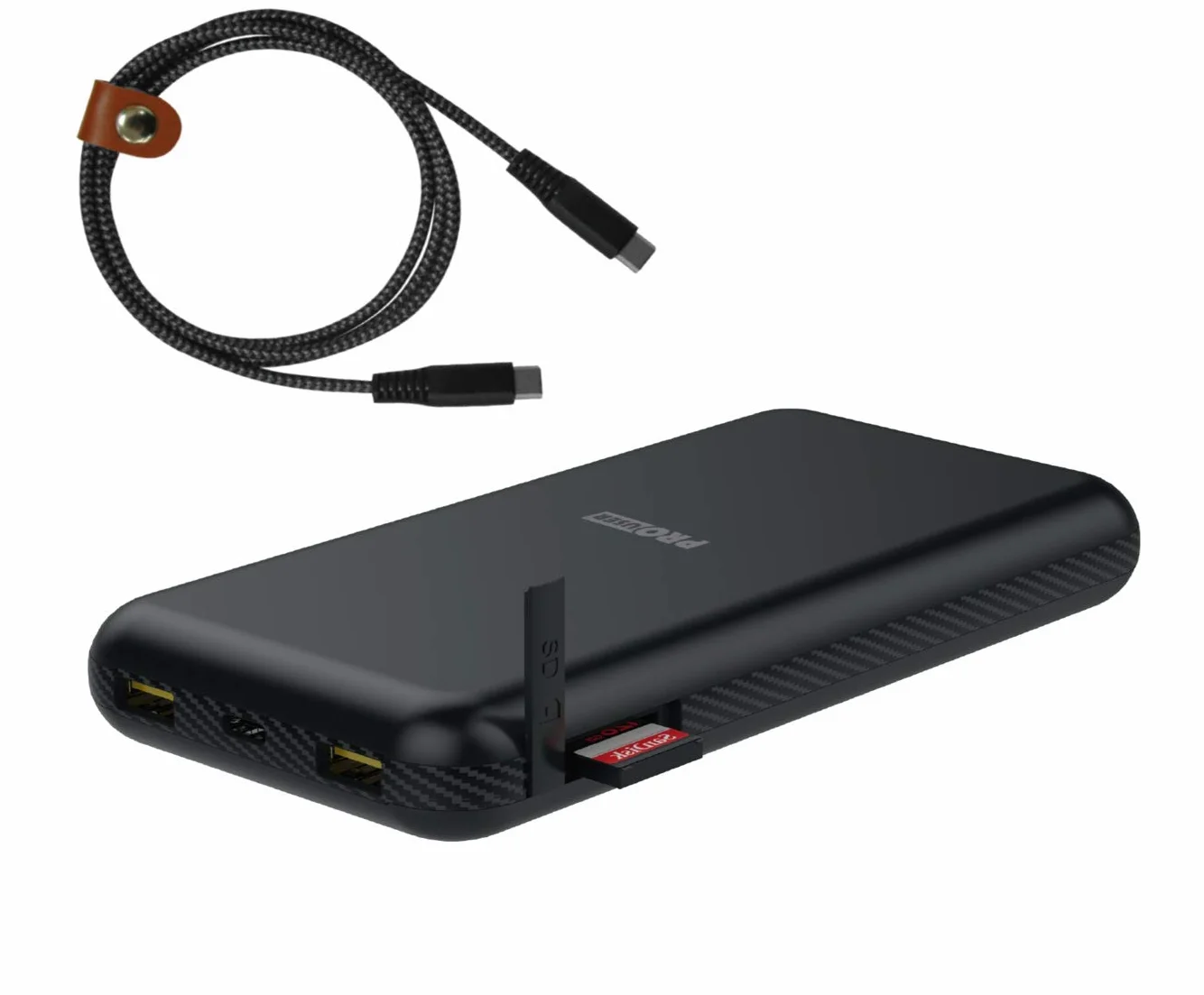 Pro User Powerbank 3 w 1 + USB HUB + czytnik kart SD; akumulator o wysokiej wydajności 20 000 mAh: 30 W USB-C Power Delivery Plus 2 x 18 W USB-A, w zestawie kabel USB i etui podróżne: ładowanie