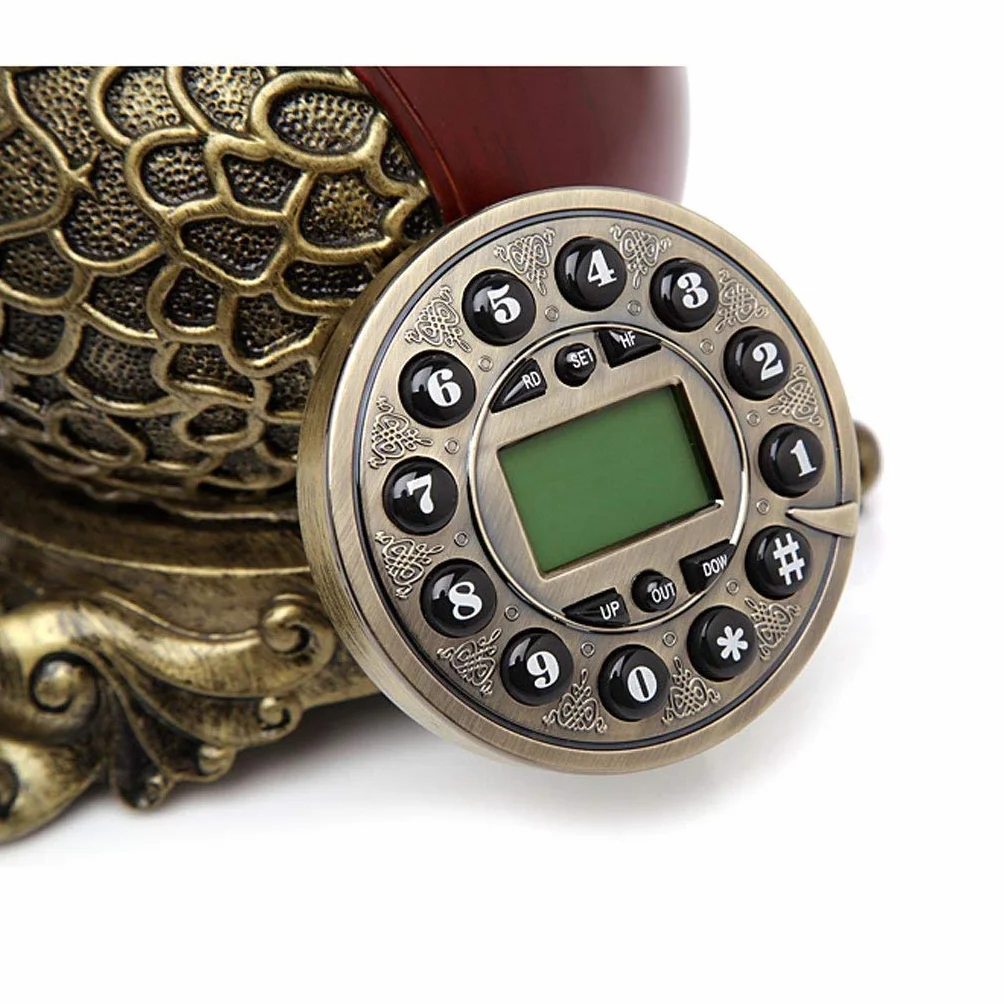 Retro telefon stacjonarny, Antyczny telefon z przyciskiem, telefon stacjonarny z wybieraniem numeru, żywica, metal, wielokolorowy, prezent, dekoracja(Red)