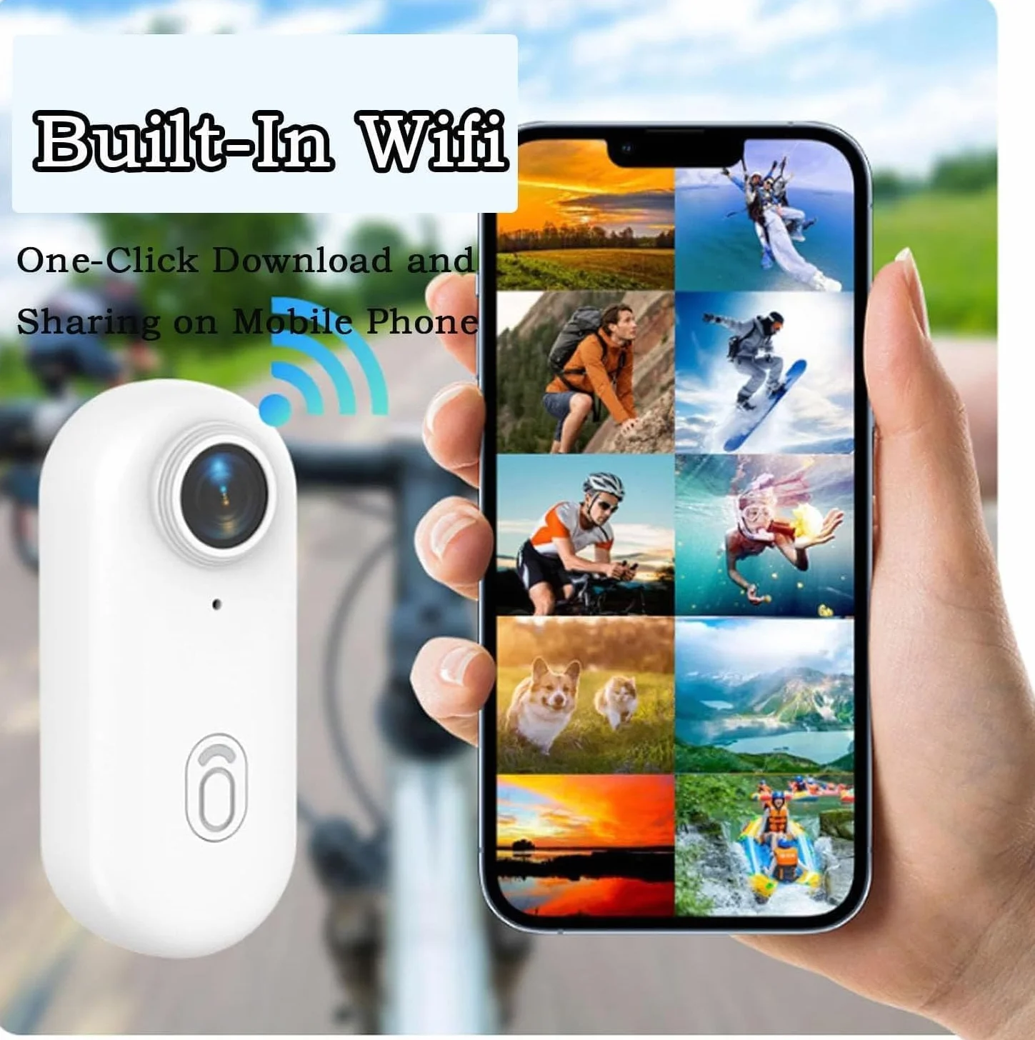 Motiontrail Kamera Nexo25, szeroki kąt 120°, przenośna mini kamera sportowa 4K/1080p o wysokiej rozdzielczości z klipsem magnetycznym i wodoodporną obudową, obrót o 360°, do POV, nurkowania, jazdy na