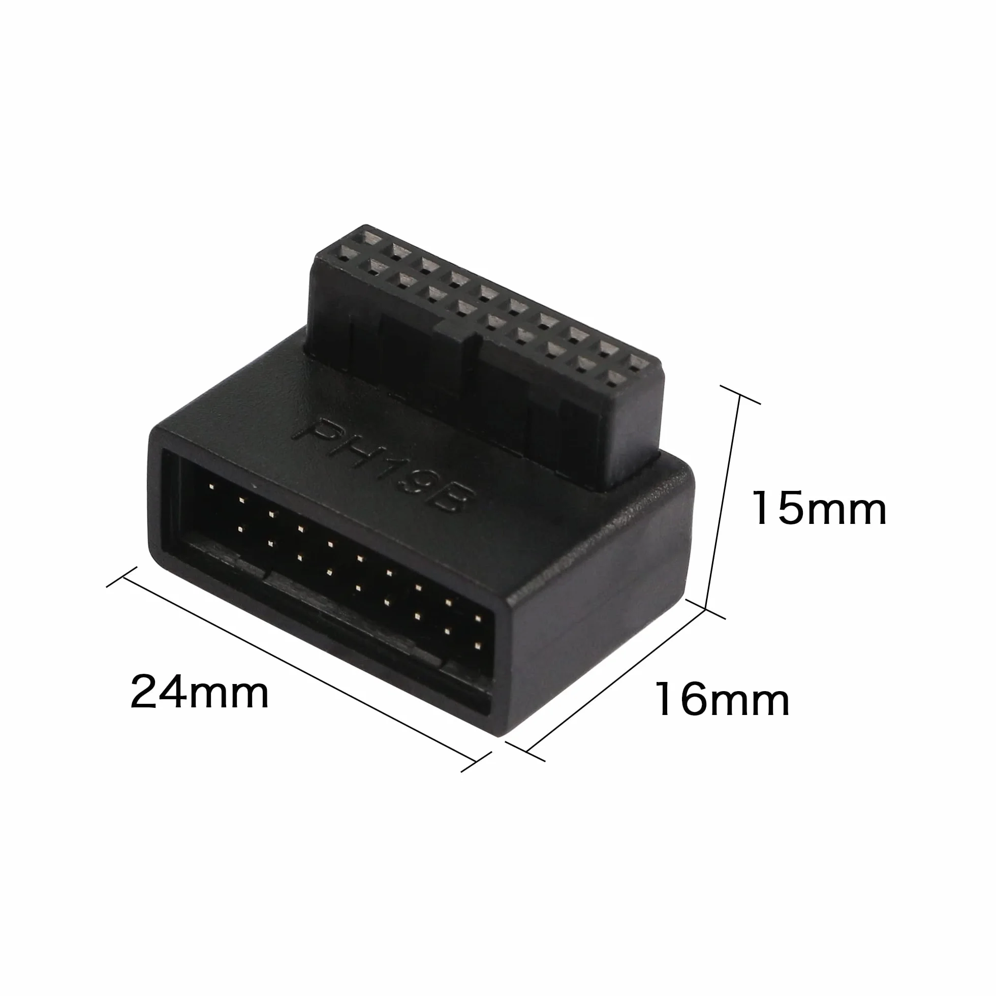 QIANRENON USB 3.0 19/20-pinowy adapter 90 stopni męski na żeński L obrotowe gniazdo kątowe na biurko płyta główna wewnętrzne złącze kątowe (PH19B)