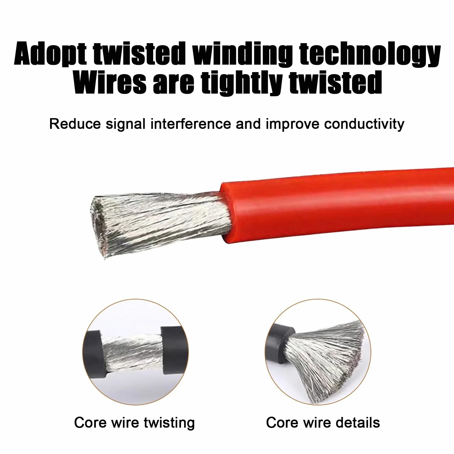 Przewód do gniazdek elektrycznych, Przewód silikonowy 10 AWG, 50 stóp, bardzo elastyczny, linka miedziana(100FT,8AWG)