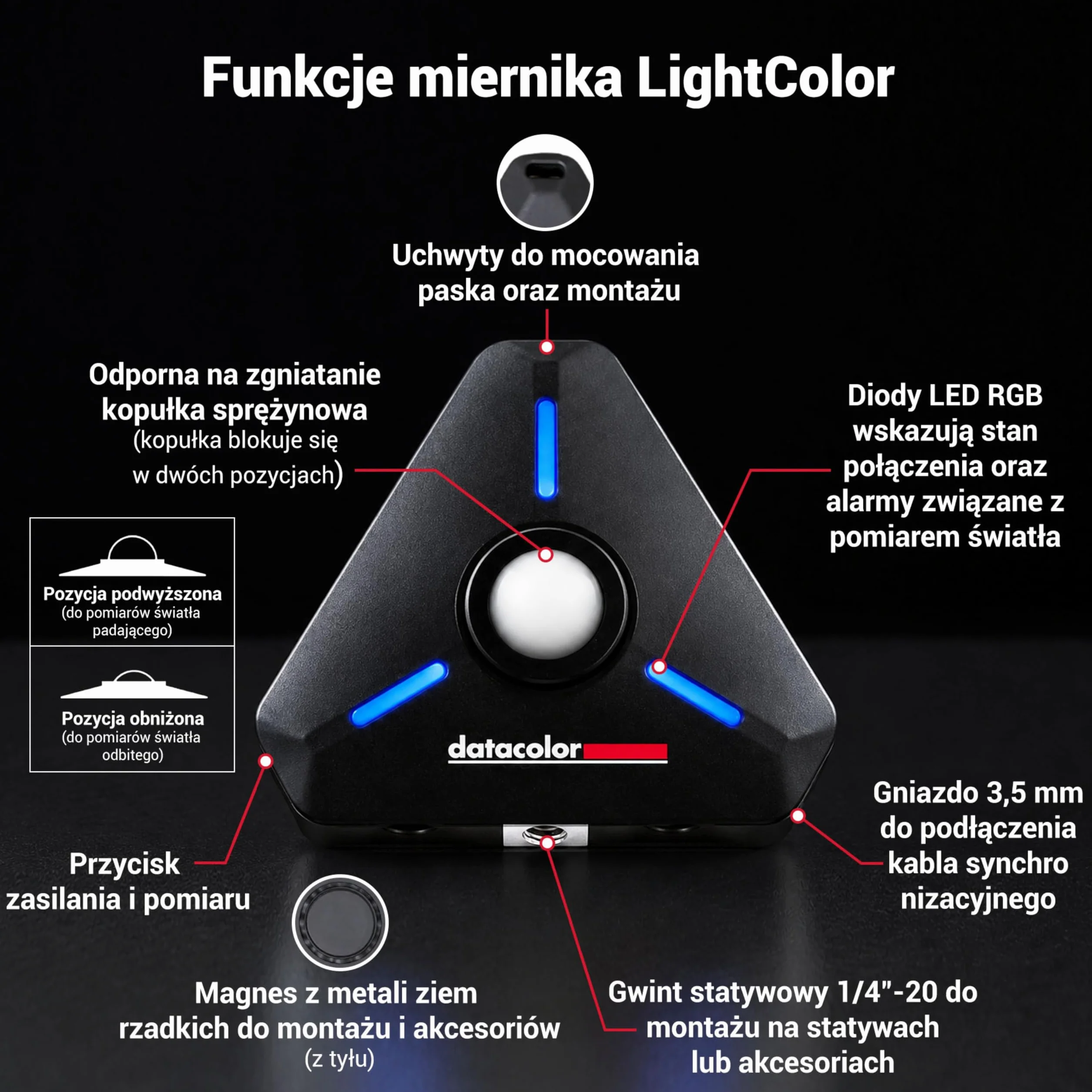 Datacolor LightColor Meter - Miernik światła i temperatury barw z obsługą Bluetooth do zdjęć, wideo i kina - Stałe przesyłanie danych w czasie rzeczywistym - przenośny, kompaktowy, odporny na upadki
