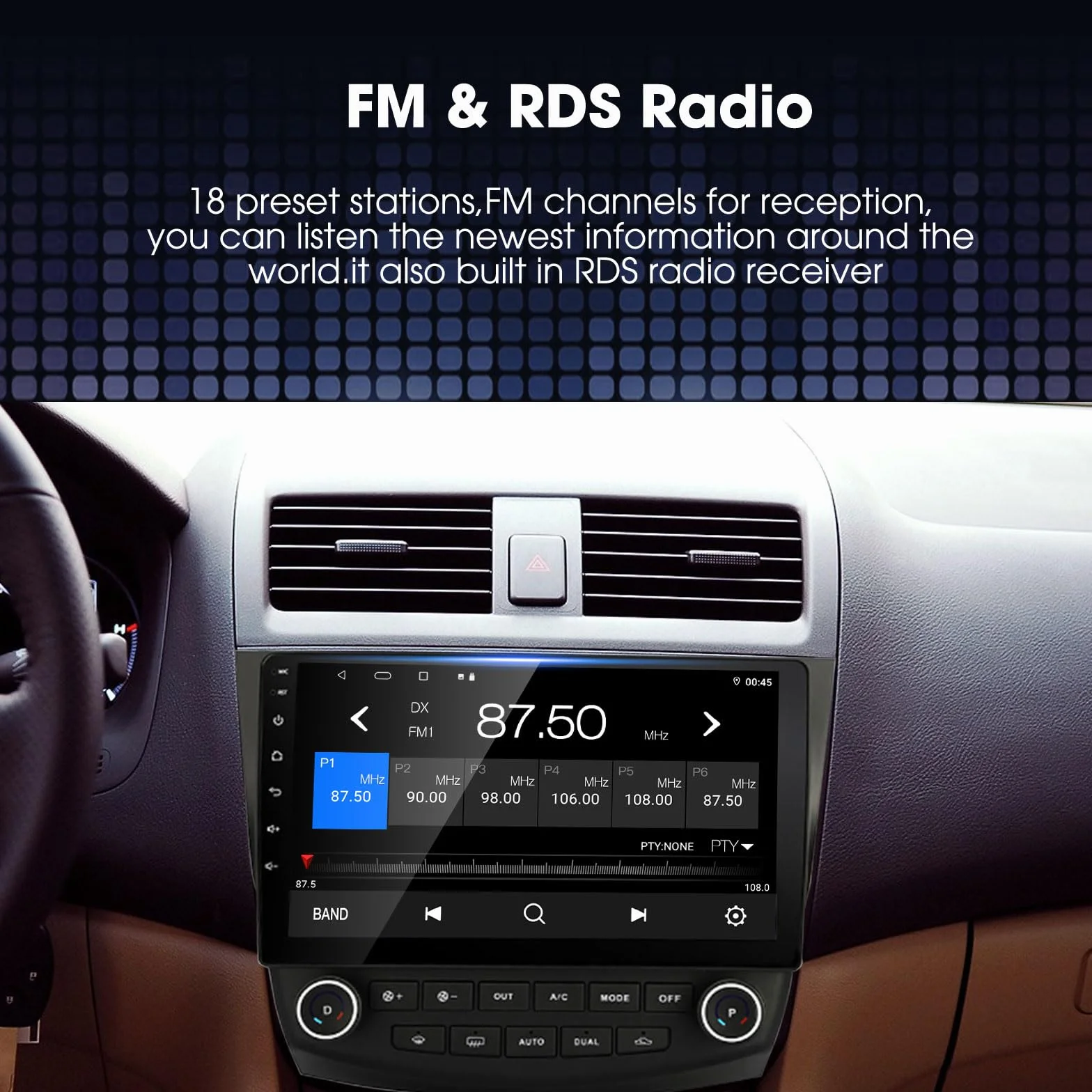 EZoneTronics 22.9 cm Android radio samochodowe stereo, nawigacja GPS, Carplay i Android Auto, Bluetooth, WIFI, do Honda Accord 2002-2007